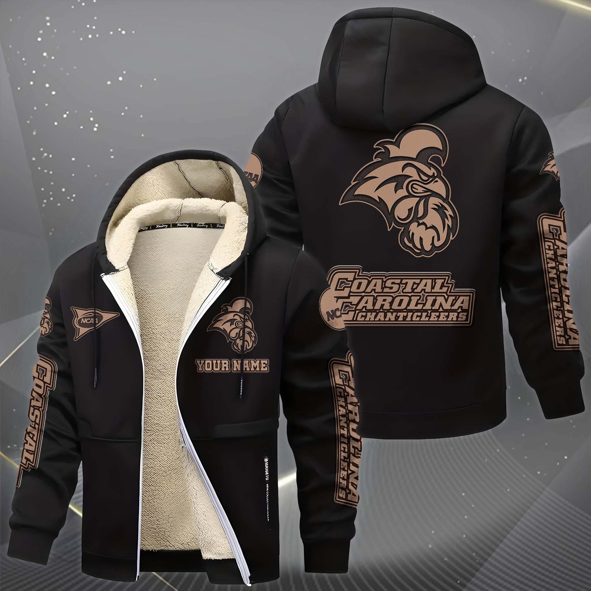 Alternative view of Coastal Carolina Chanticleers Hoodie Zip Velvet Coat Custom Your Name, Sport Jacket, Gifts For Fan EHIVM-0102254