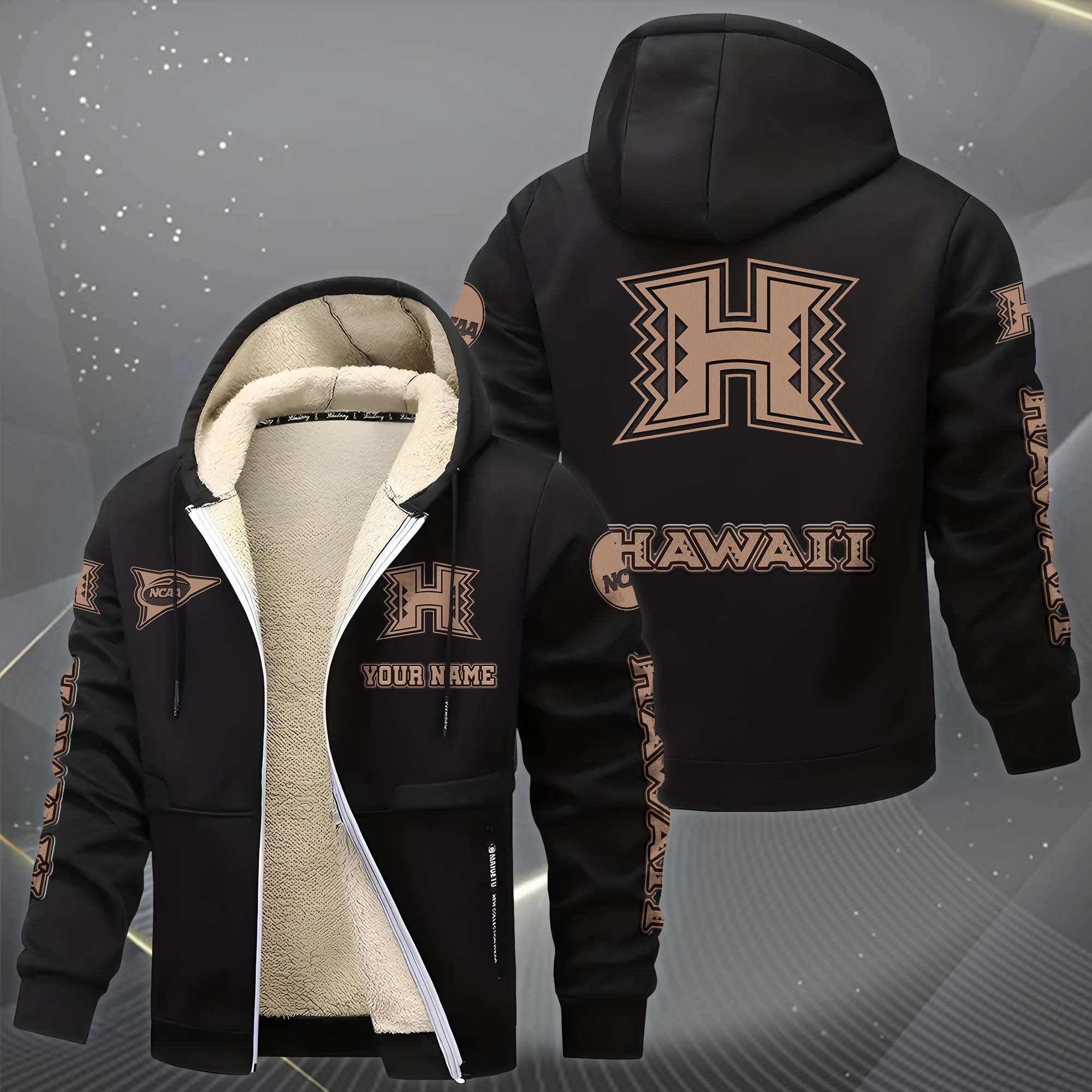 Alternative view of Hawaii Rainbow Warriors Hoodie Zip Velvet Coat Custom Your Name, Sport Jacket, Gifts For Fan EHIVM-0102254