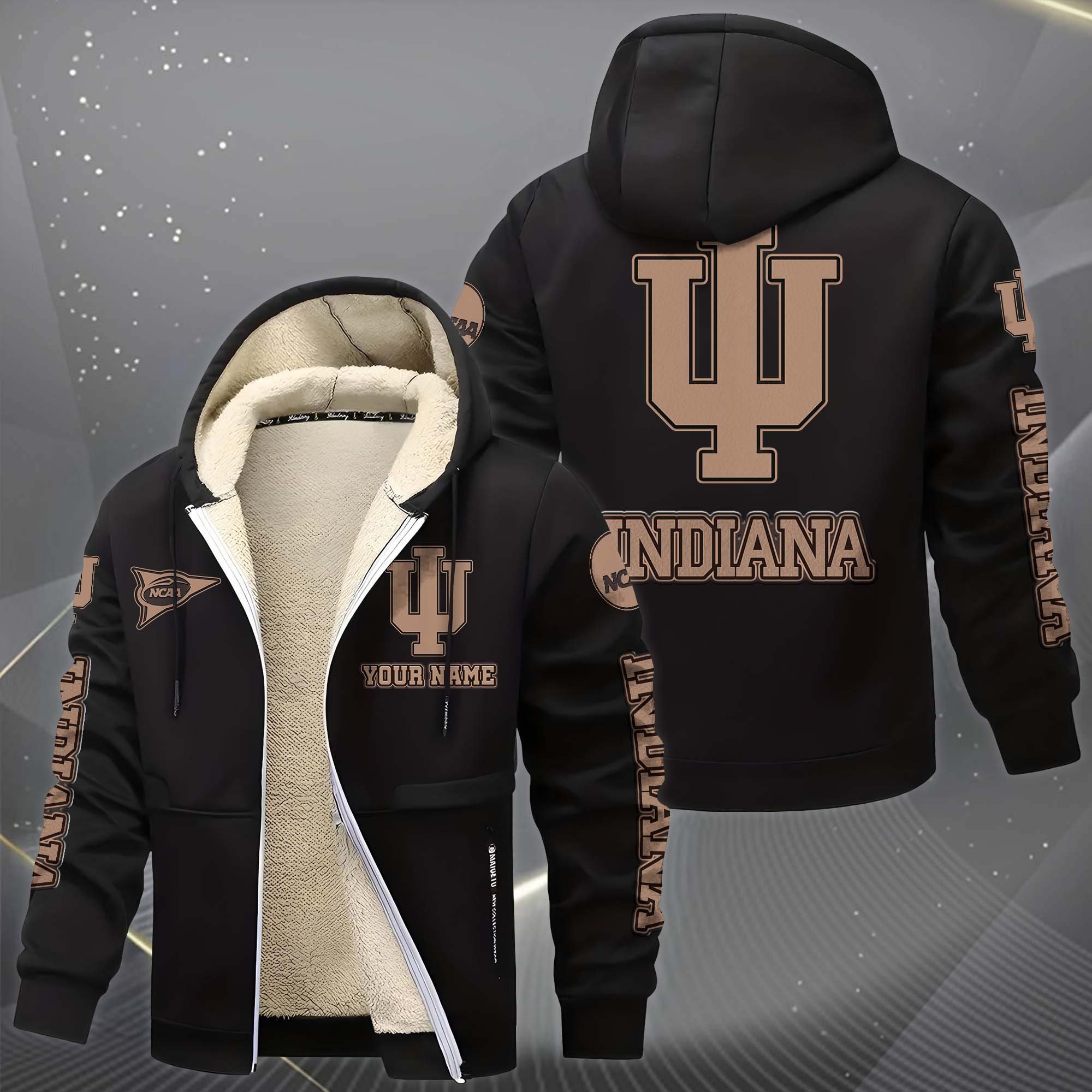 Alternative view of Indiana Hoosiers Hoodie Zip Velvet Coat Custom Your Name, Sport Jacket, Gifts For Fan EHIVM-0102254