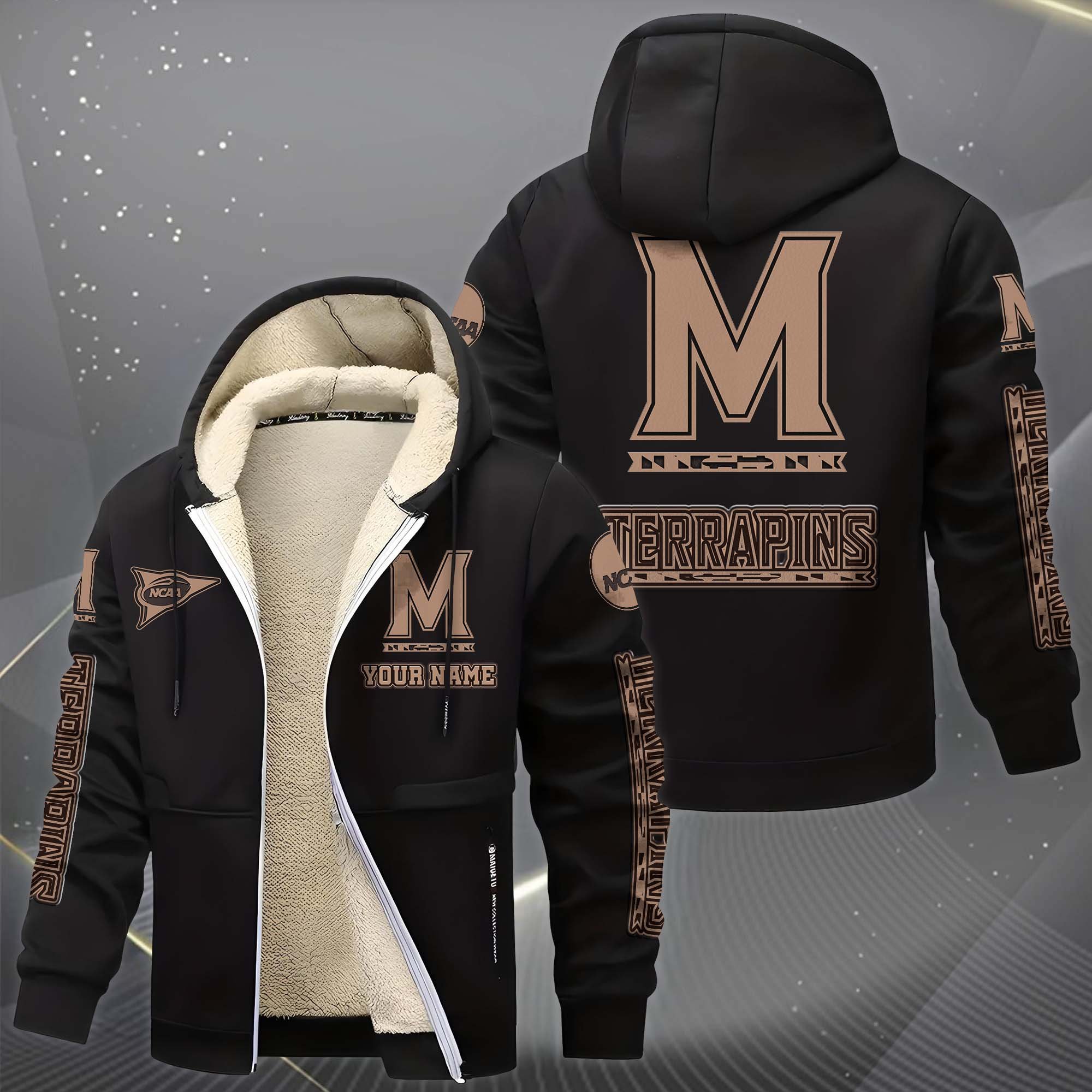 Alternative view of Maryland Terrapins Hoodie Zip Velvet Coat Custom Your Name, Sport Jacket, Gifts For Fan EHIVM-0102254