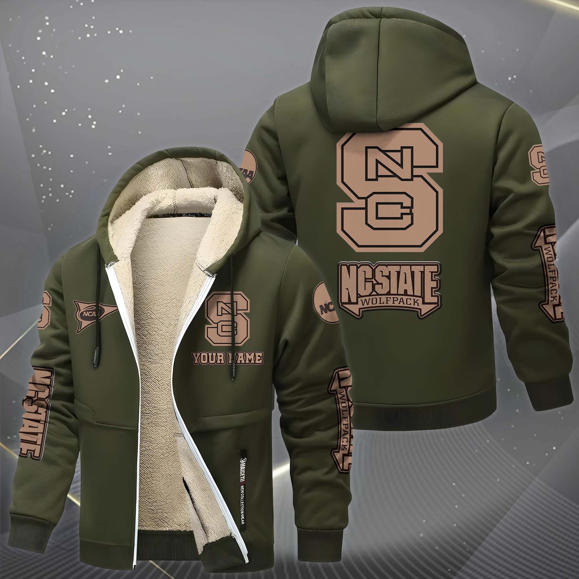 NC State Wolfpack Hoodie Zip Velvet Coat Custom Your Name, Sport Jacket, Gifts For Fan EHIVM-0102254