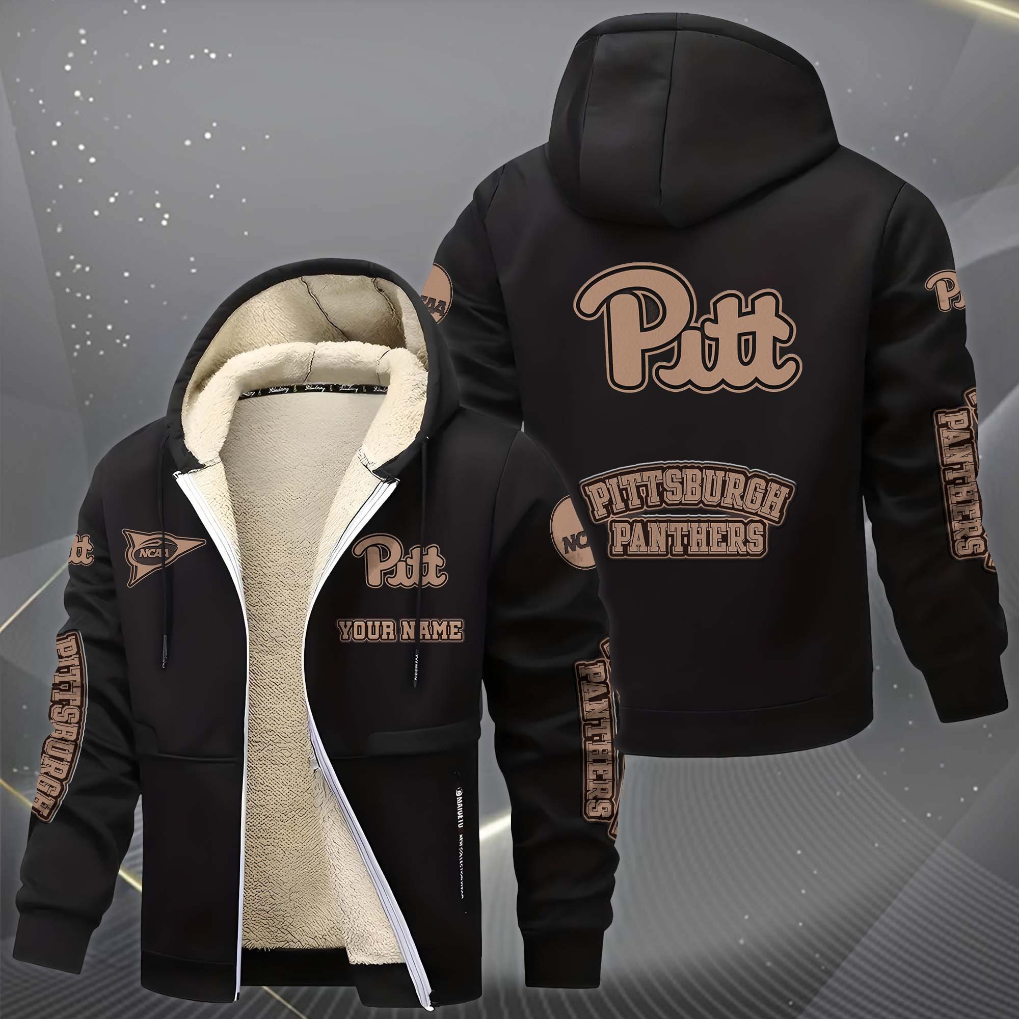 Alternative view of Pittsburgh Panthers Hoodie Zip Velvet Coat Custom Your Name, Sport Jacket, Gifts For Fan EHIVM-0102254