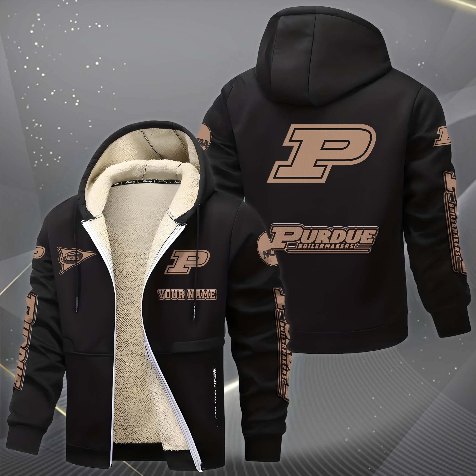 Alternative view of Purdue Boilermakers Hoodie Zip Velvet Coat Custom Your Name, Sport Jacket, Gifts For Fan EHIVM-0102254