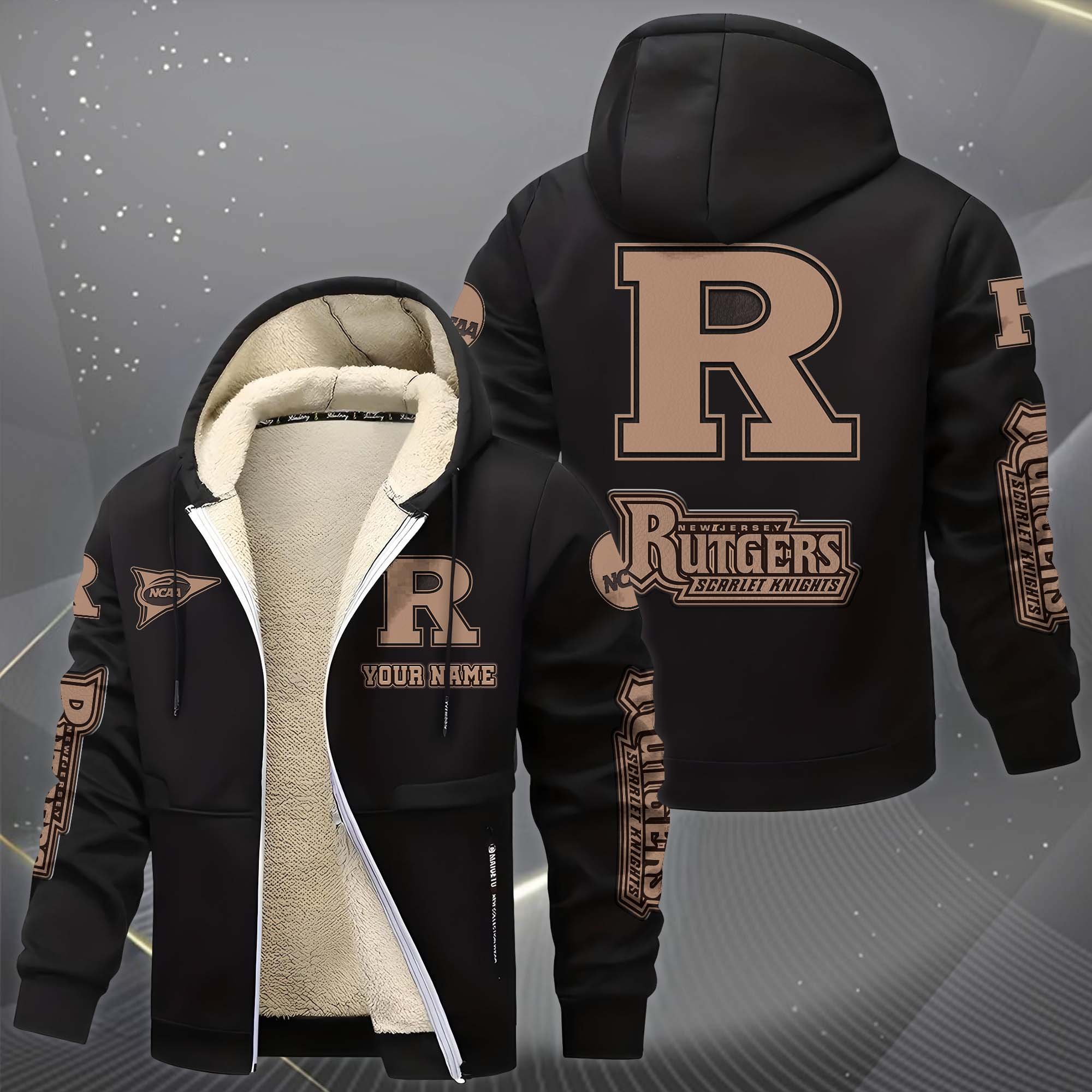 Alternative view of Rutgers Scarlet Knights Hoodie Zip Velvet Coat Custom Your Name, Sport Jacket, Gifts For Fan EHIVM-0102254