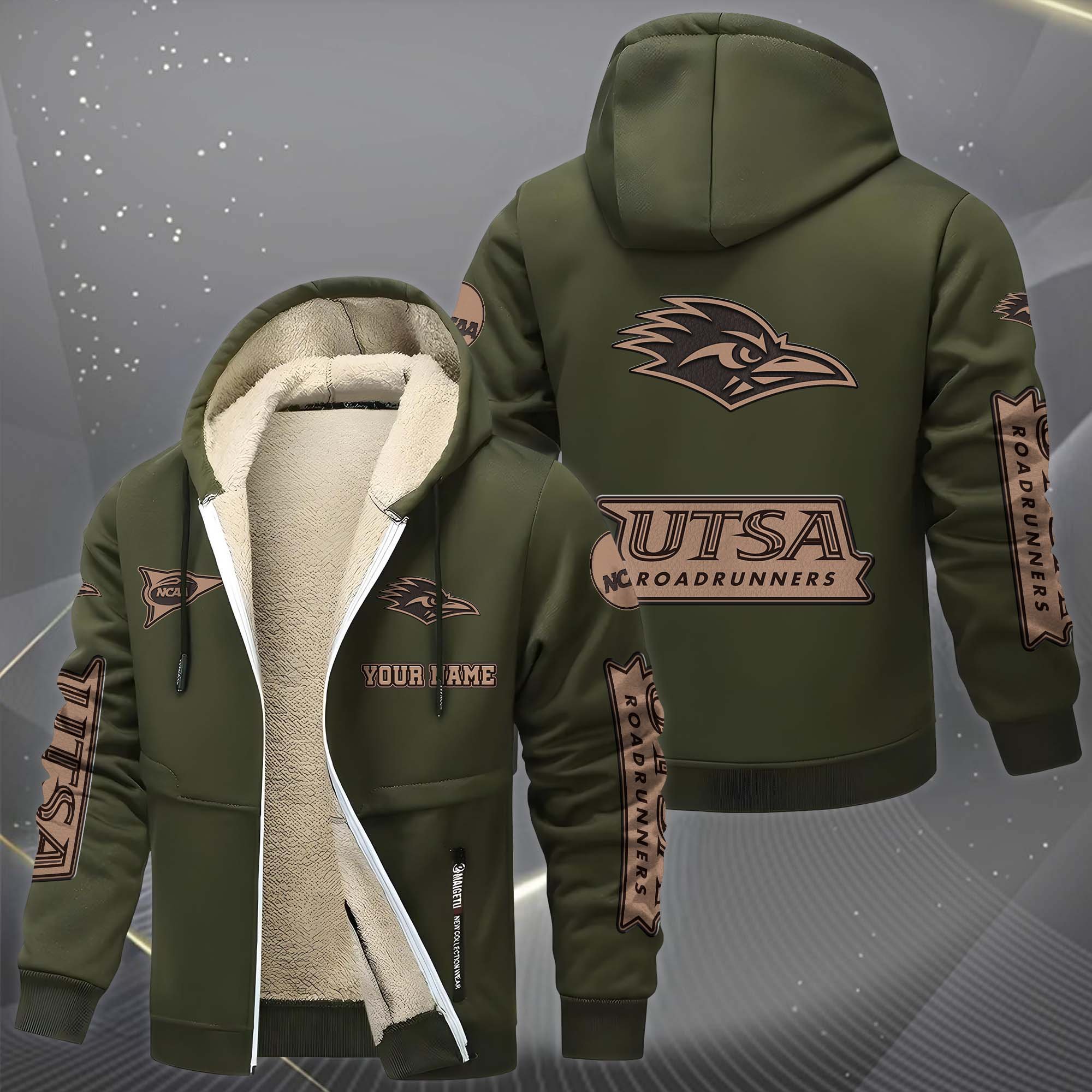 UTSA Roadrunners Hoodie Zip Velvet Coat Custom Your Name, Sport Jacket, Gifts For Fan EHIVM-0102254