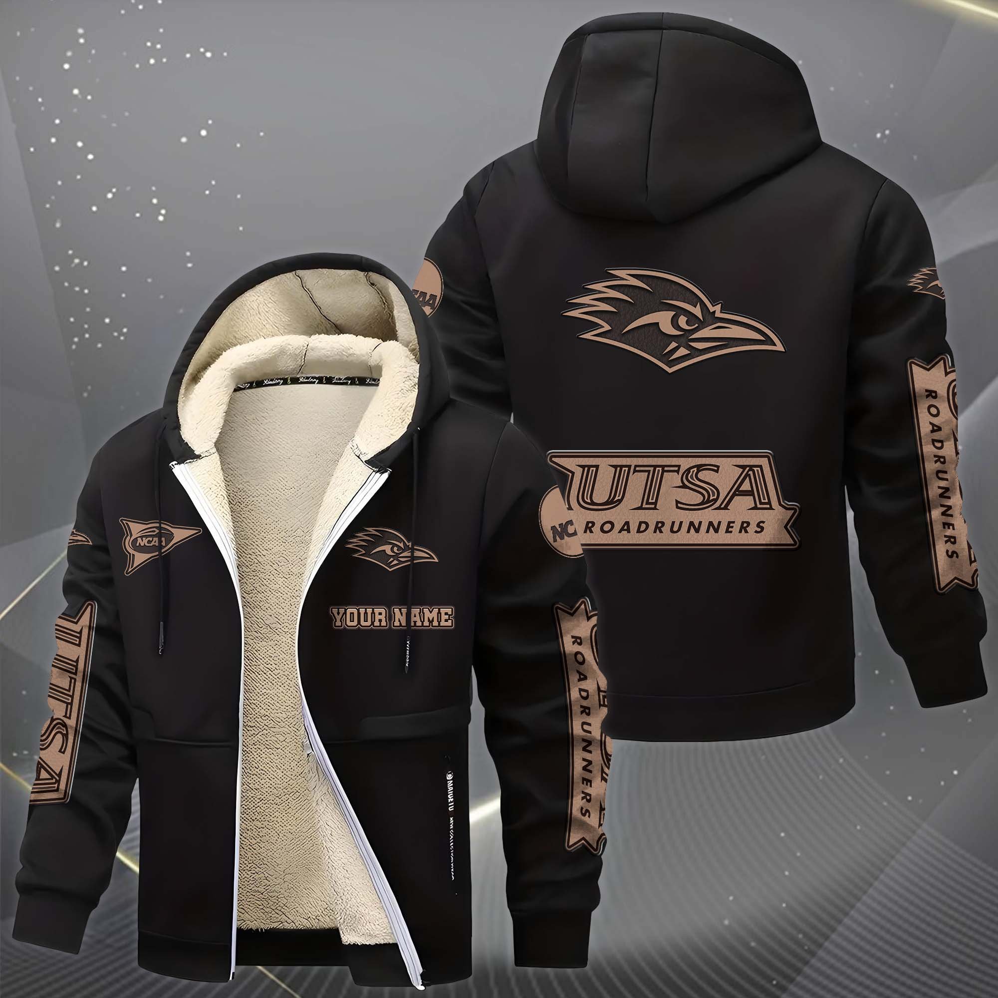 Alternative view of UTSA Roadrunners Hoodie Zip Velvet Coat Custom Your Name, Sport Jacket, Gifts For Fan EHIVM-0102254