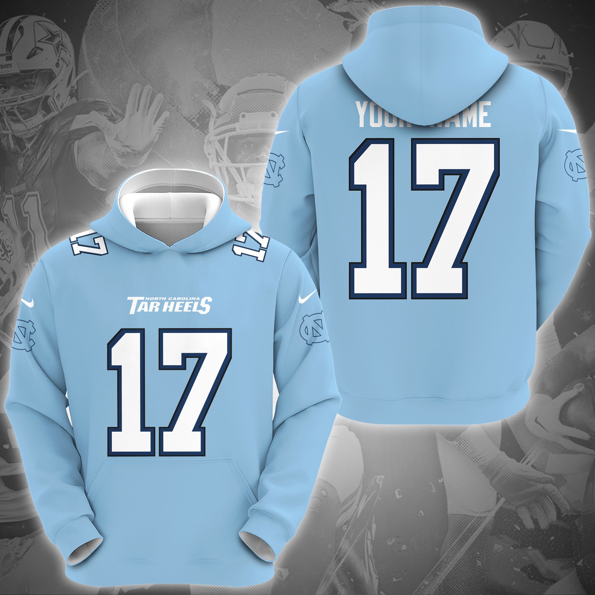 North Carolina Tar Heels Hoodie Custom Name And Number, Sport Gifts For Fan ETRG-0108357