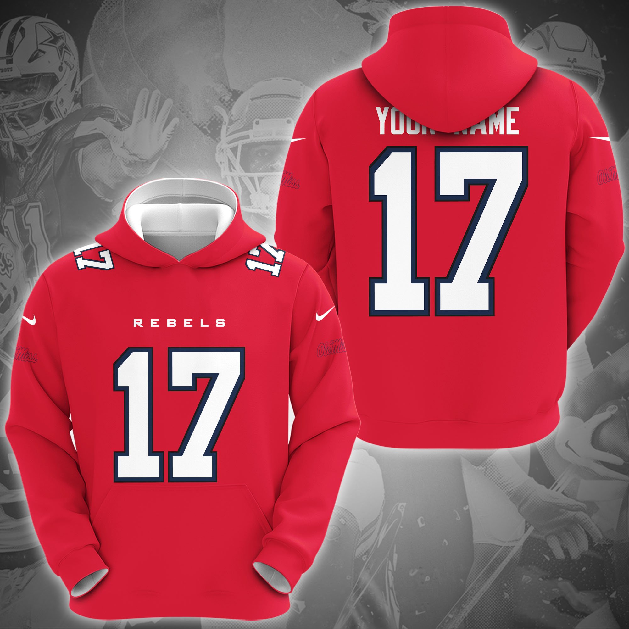 Ole Miss Rebels Hoodie Custom Name And Number, Sport Gifts For Fan ETRG-0108357