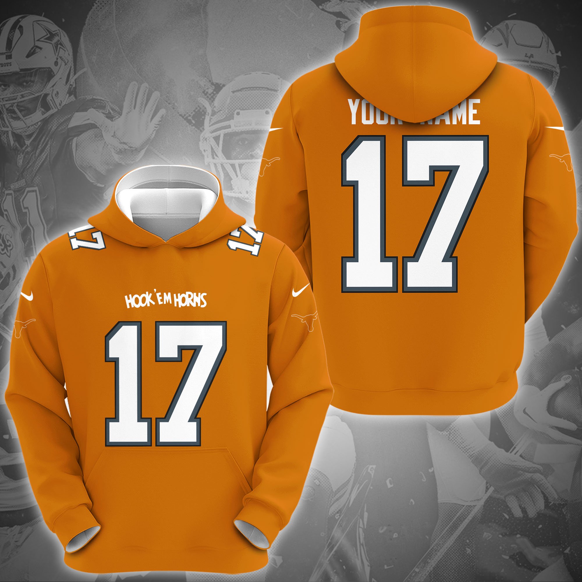 Texas Longhorns Hoodie Custom Name And Number, Sport Gifts For Fan ETRG-0108357