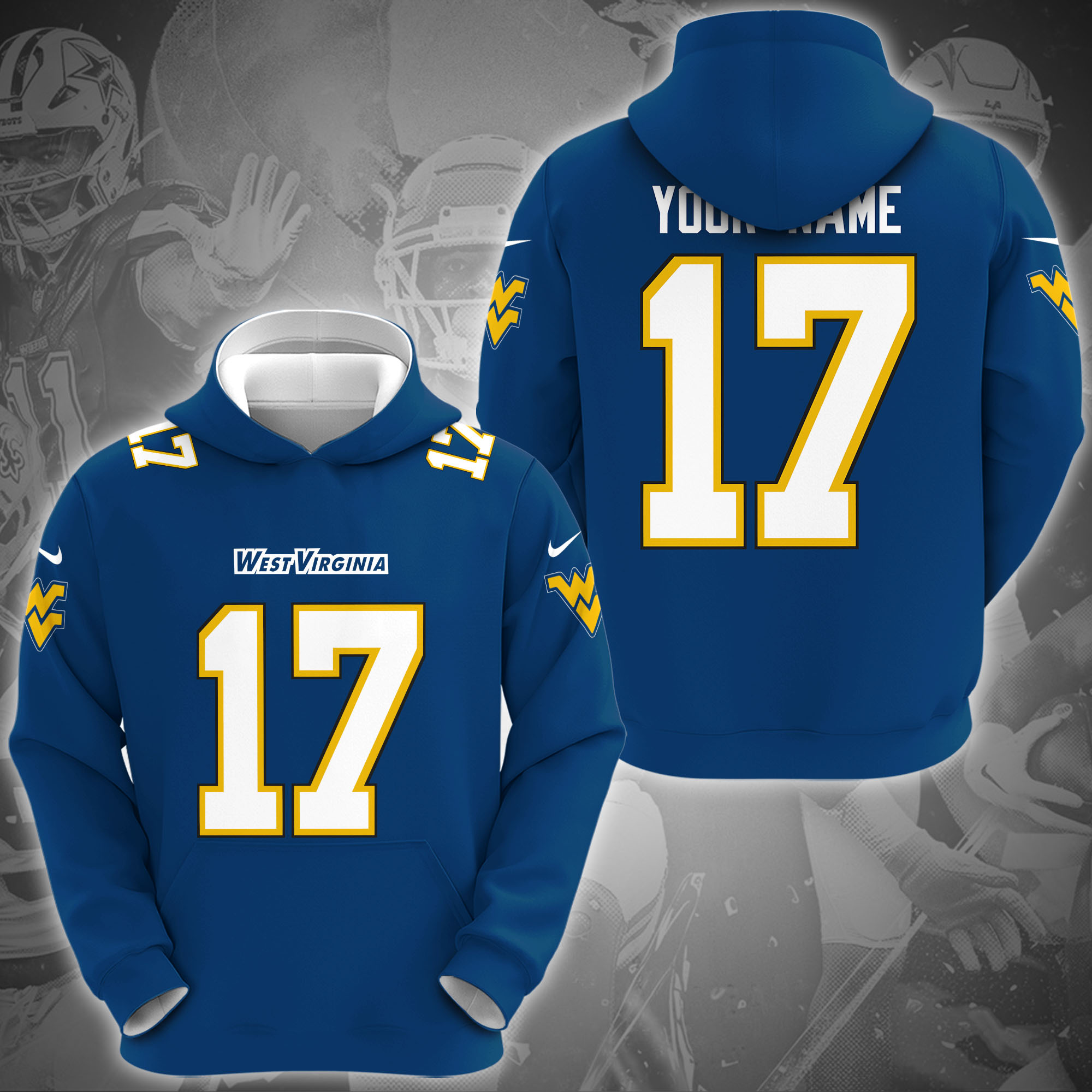 West Virginia Mountaineers Hoodie Custom Name And Number, Sport Gifts For Fan ETRG-0108357