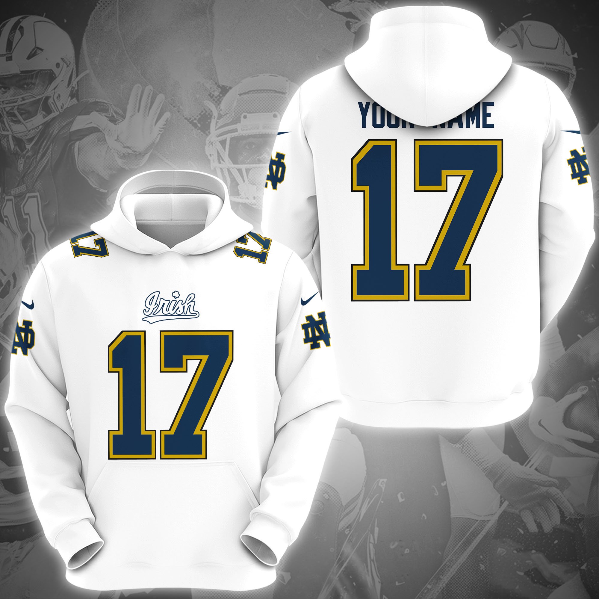 Notre Dame Fighting Irish Hoodie Custom Name And Number, Sport Gifts, Fan Gifts ETRG-1231210