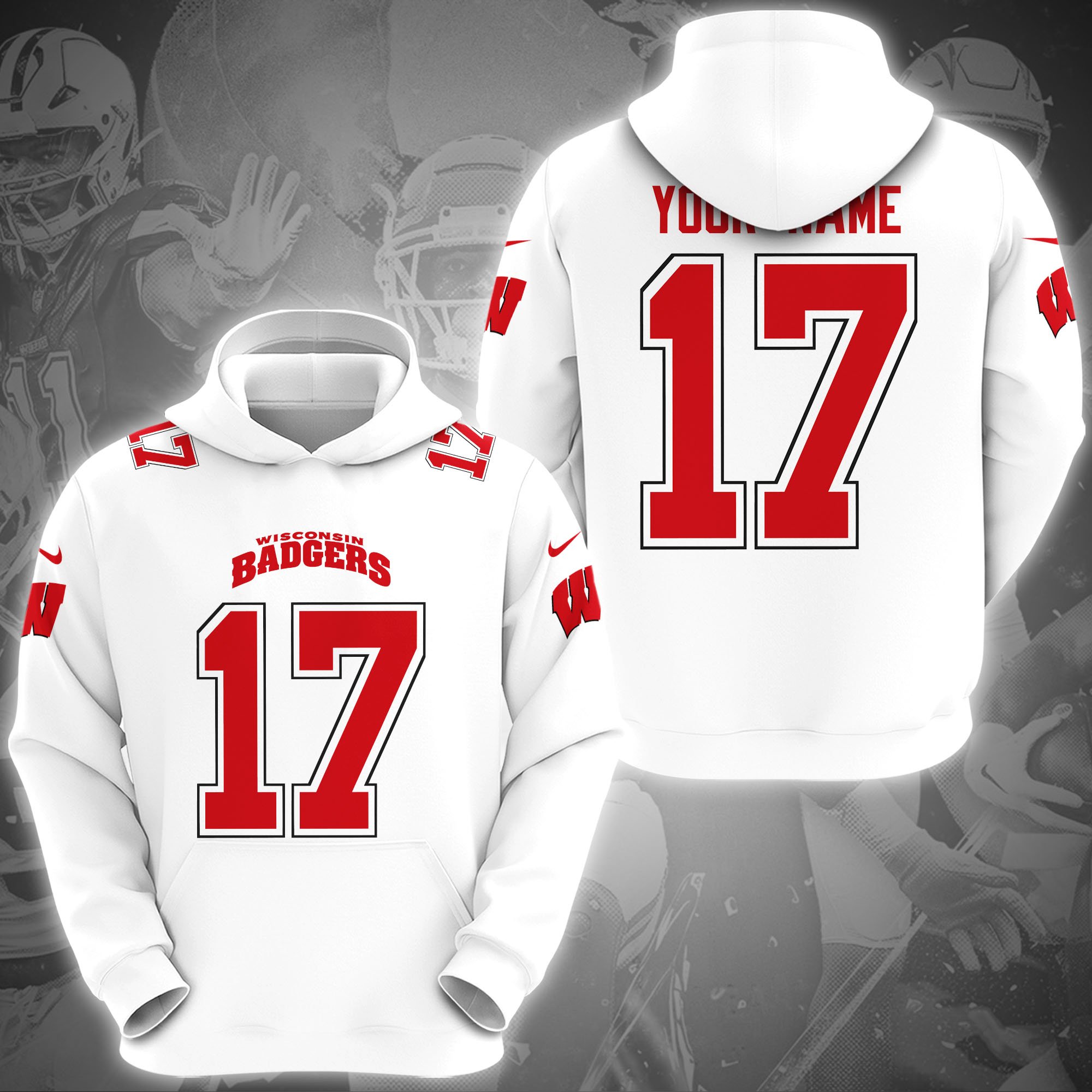 Wisconsin Badgers Hoodie Custom Name And Number, Sport Gifts, Fan Gifts ETRG-1231210