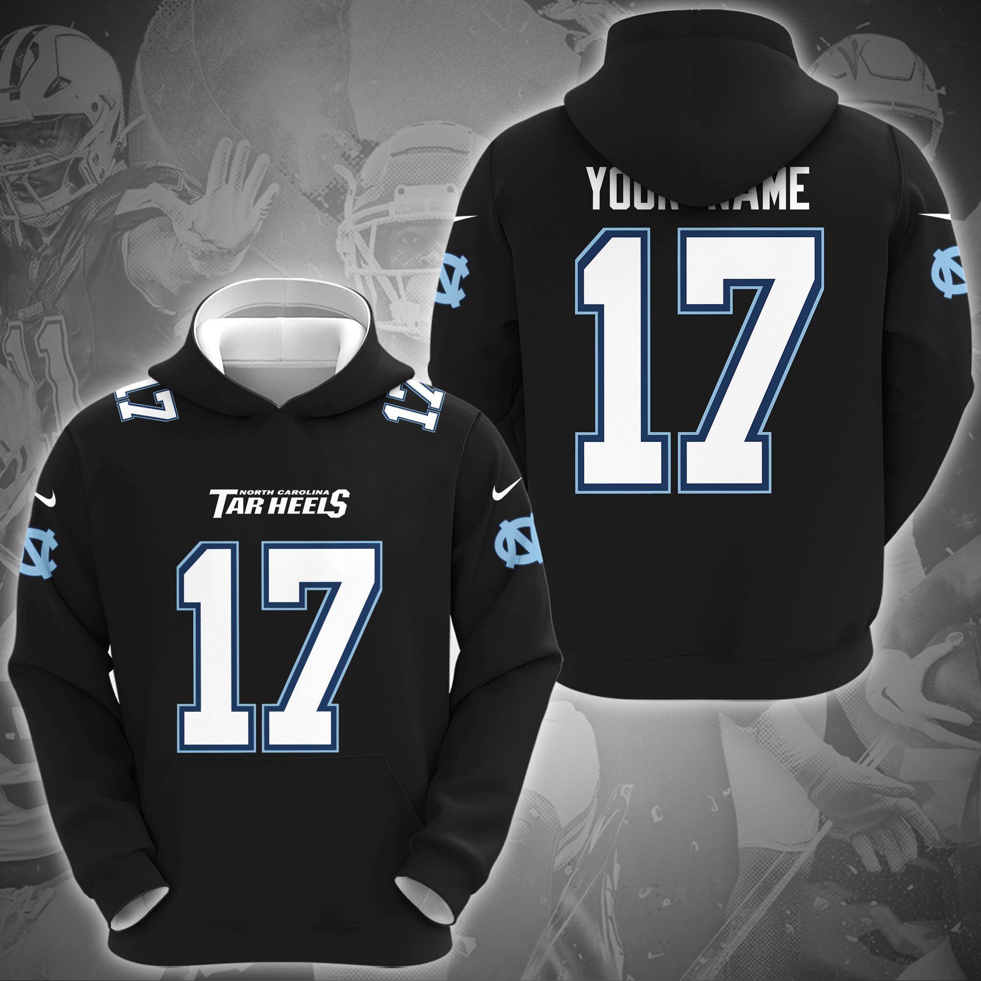 North Carolina Tar Heels Hoodie Custom Name And Number, Sport Hoodie For Fans ETRG-1231212