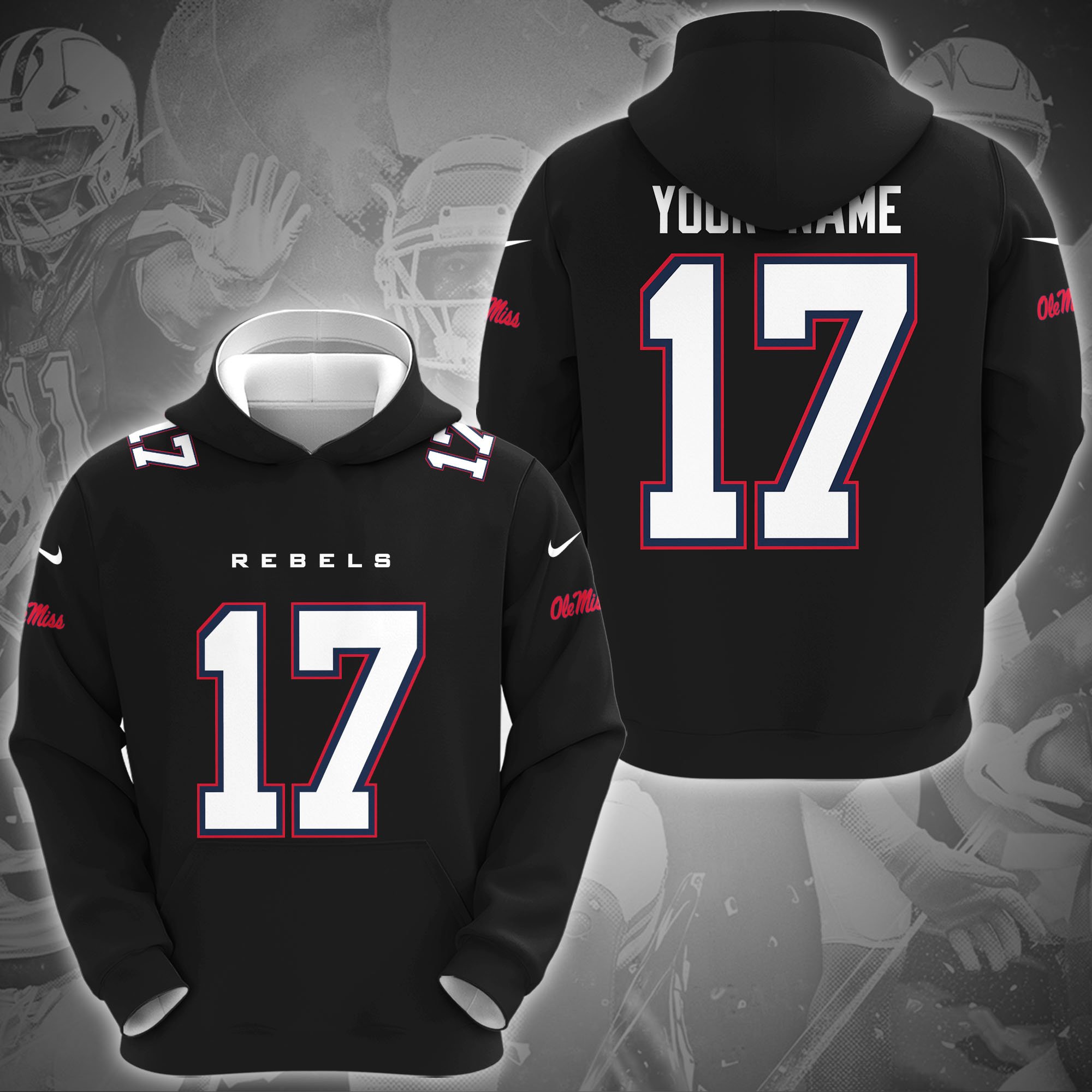 Ole Miss Rebels Hoodie Custom Name And Number, Sport Hoodie For Fans ETRG-1231212