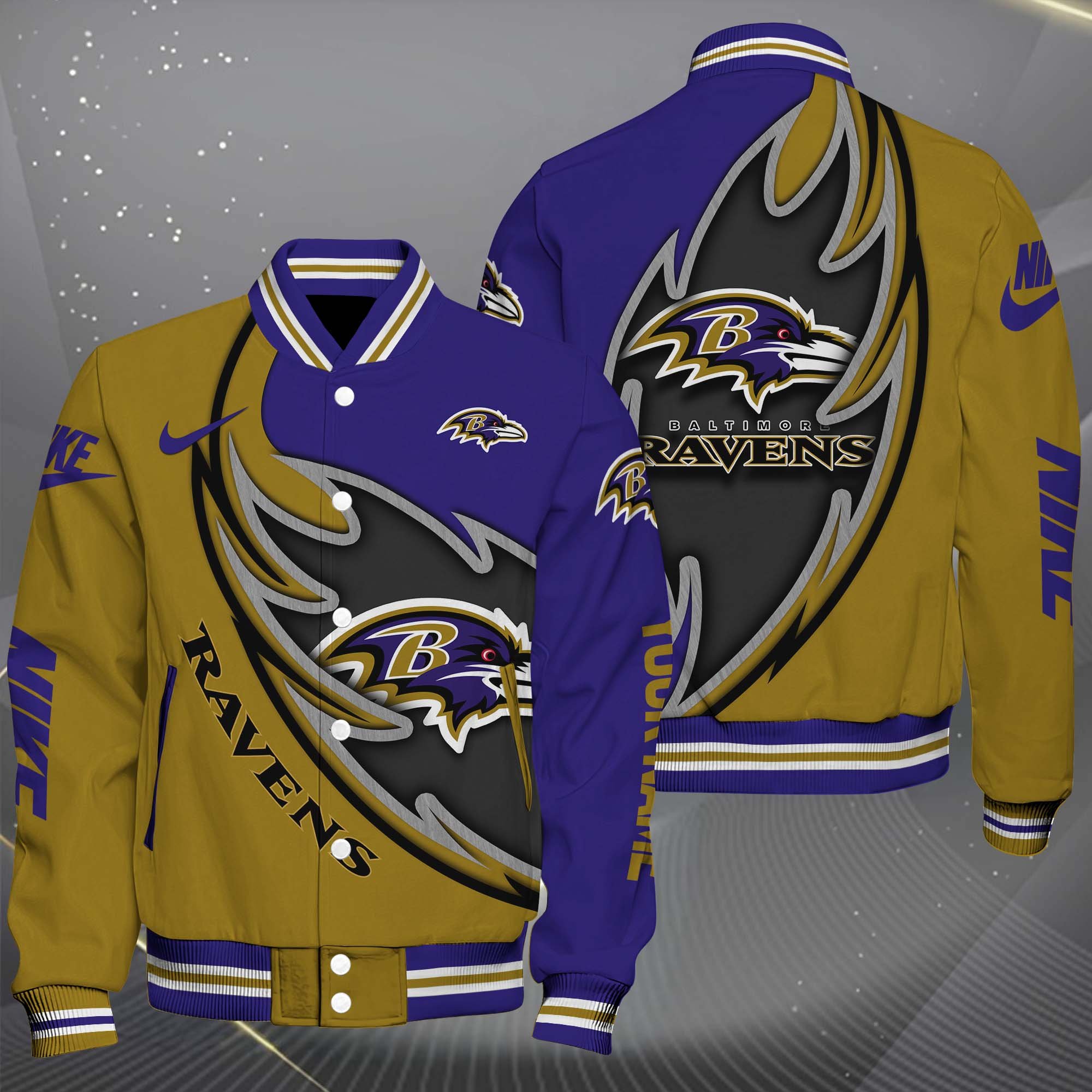 Baltimore Ravens Baseball Jacket, Sport Jacket Custom You Name, FootBall Fan Gifts EHIVM-0102253