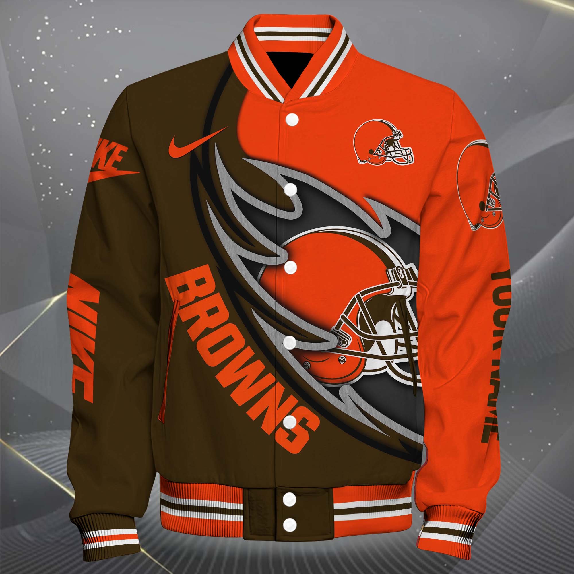 Alternative view of Cleveland Browns Baseball Jacket, Sport Jacket Custom You Name, FootBall Fan Gifts EHIVM-0102253