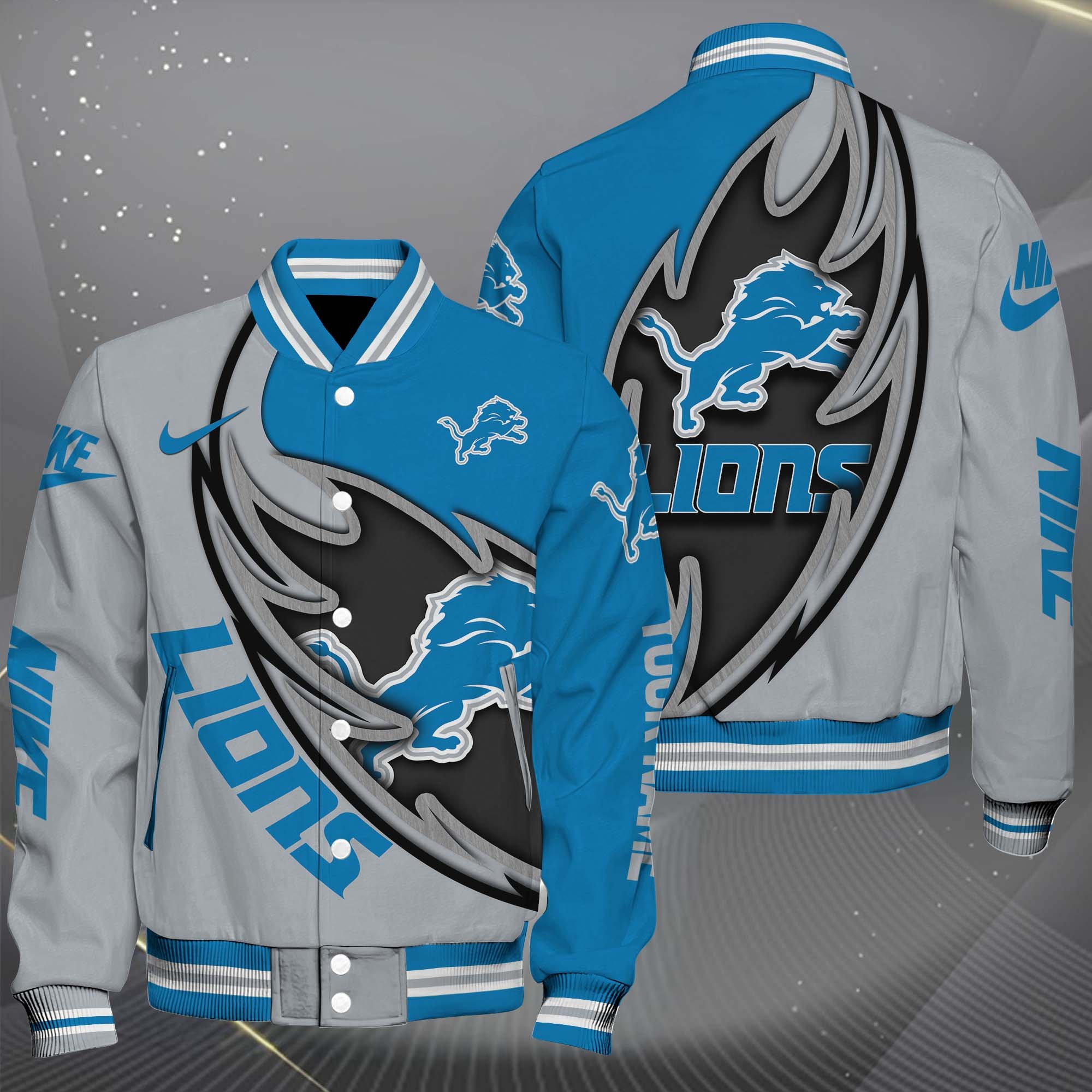 Detroit Lions Baseball Jacket, Sport Jacket Custom You Name, FootBall Fan Gifts EHIVM-0102253