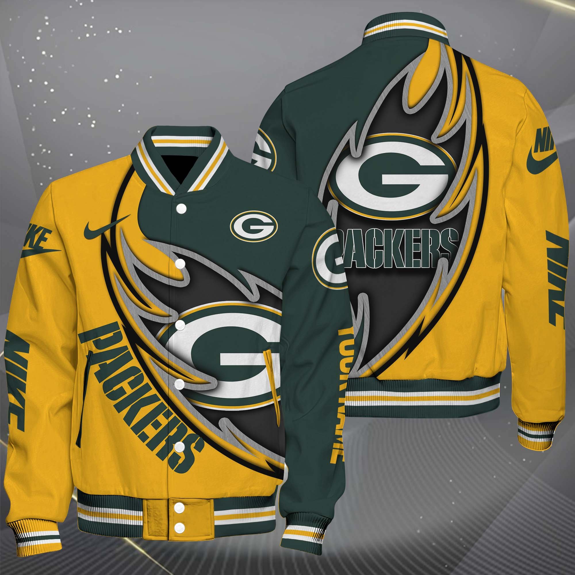 Green Bay Packers Baseball Jacket, Sport Jacket Custom You Name, FootBall Fan Gifts EHIVM-0102253