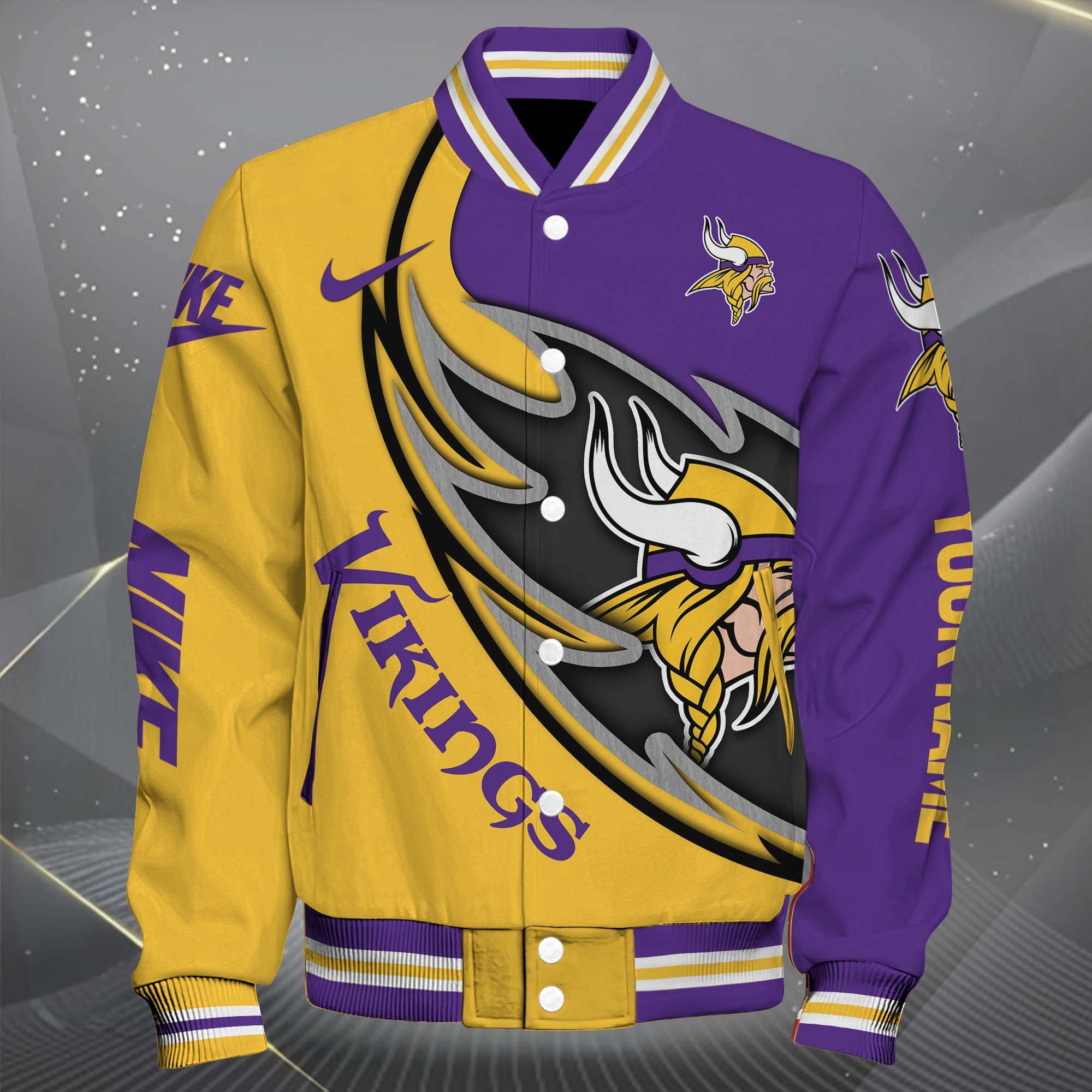 Alternative view of Minnesota Vikings Baseball Jacket, Sport Jacket Custom You Name, FootBall Fan Gifts EHIVM-0102253