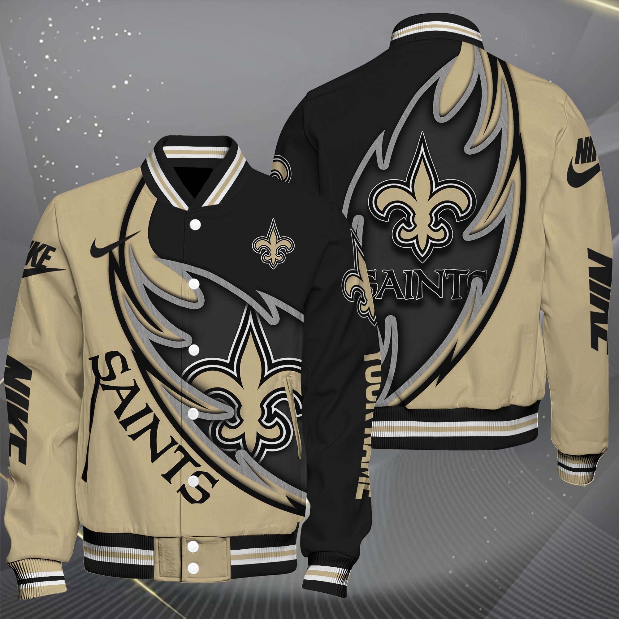 New Orleans Saints Baseball Jacket, Sport Jacket Custom You Name, FootBall Fan Gifts EHIVM-0102253