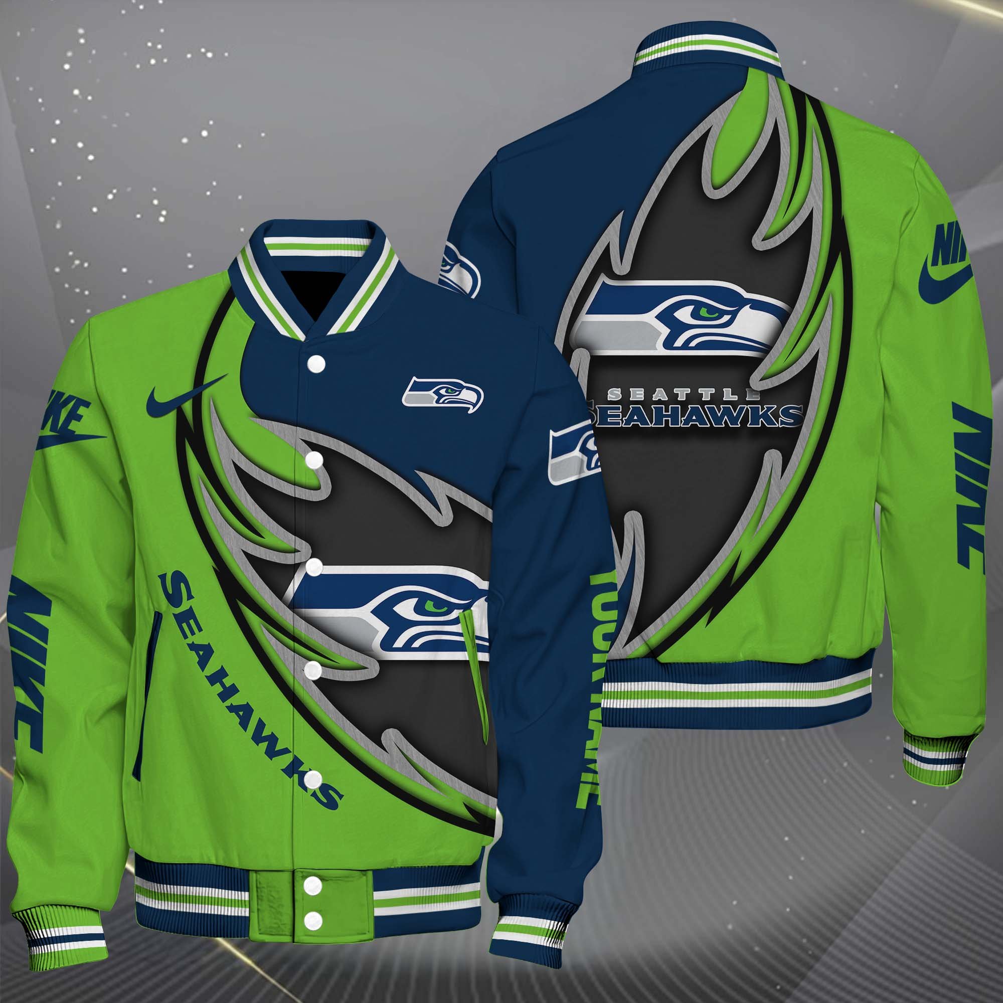 Seattle Seahawks Baseball Jacket, Sport Jacket Custom You Name, FootBall Fan Gifts EHIVM-0102253