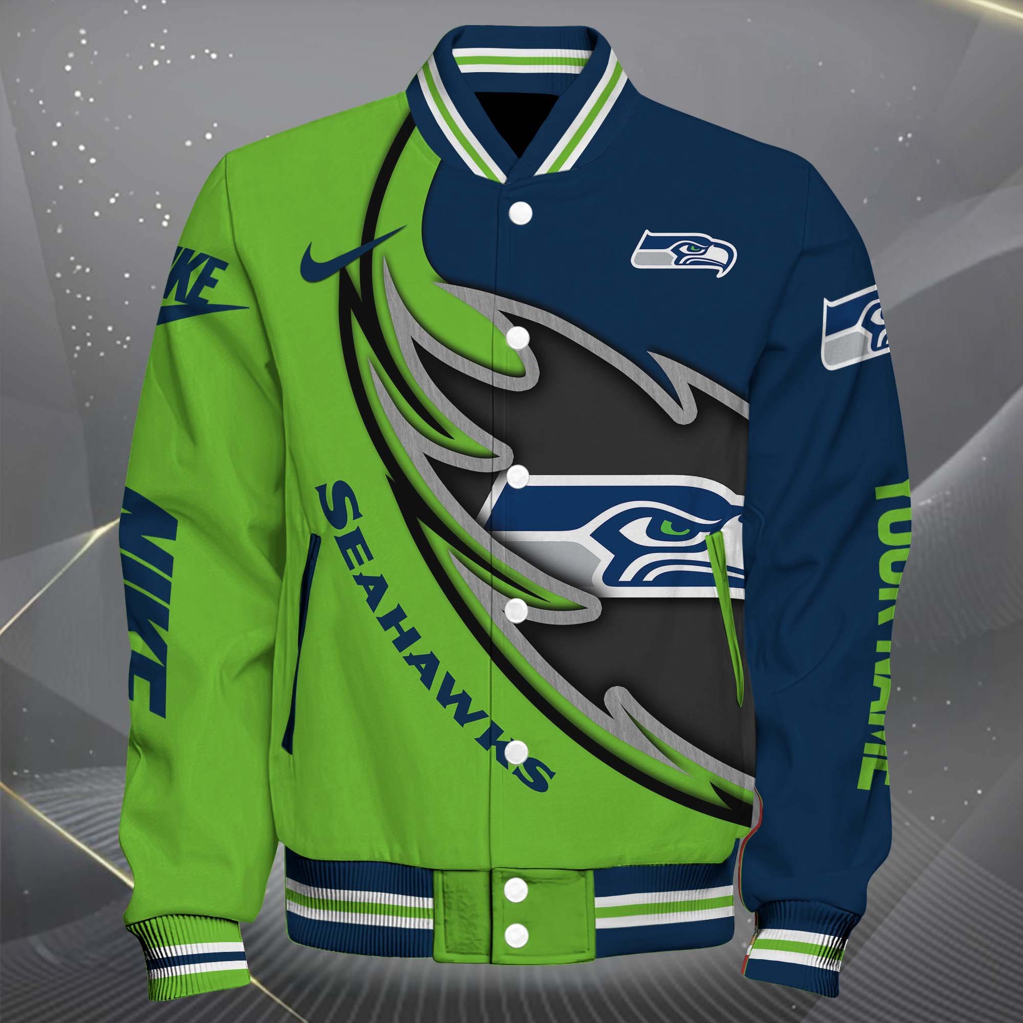Alternative view of Seattle Seahawks Baseball Jacket, Sport Jacket Custom You Name, FootBall Fan Gifts EHIVM-0102253