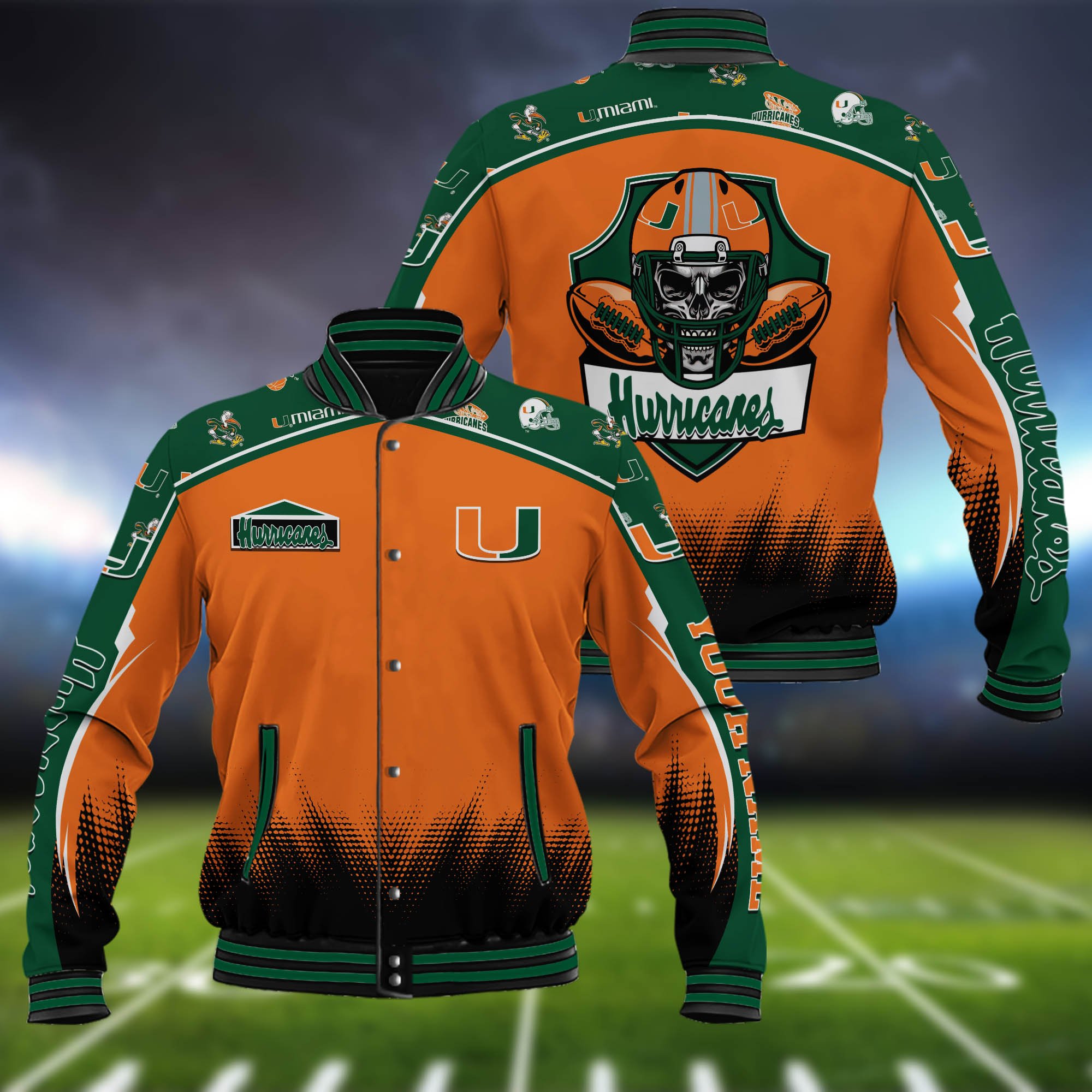 Miami Hurricanes Baseball Jacket Custom Name, Sport Team Jacket, Sport Gifts ETHY-0115485A
