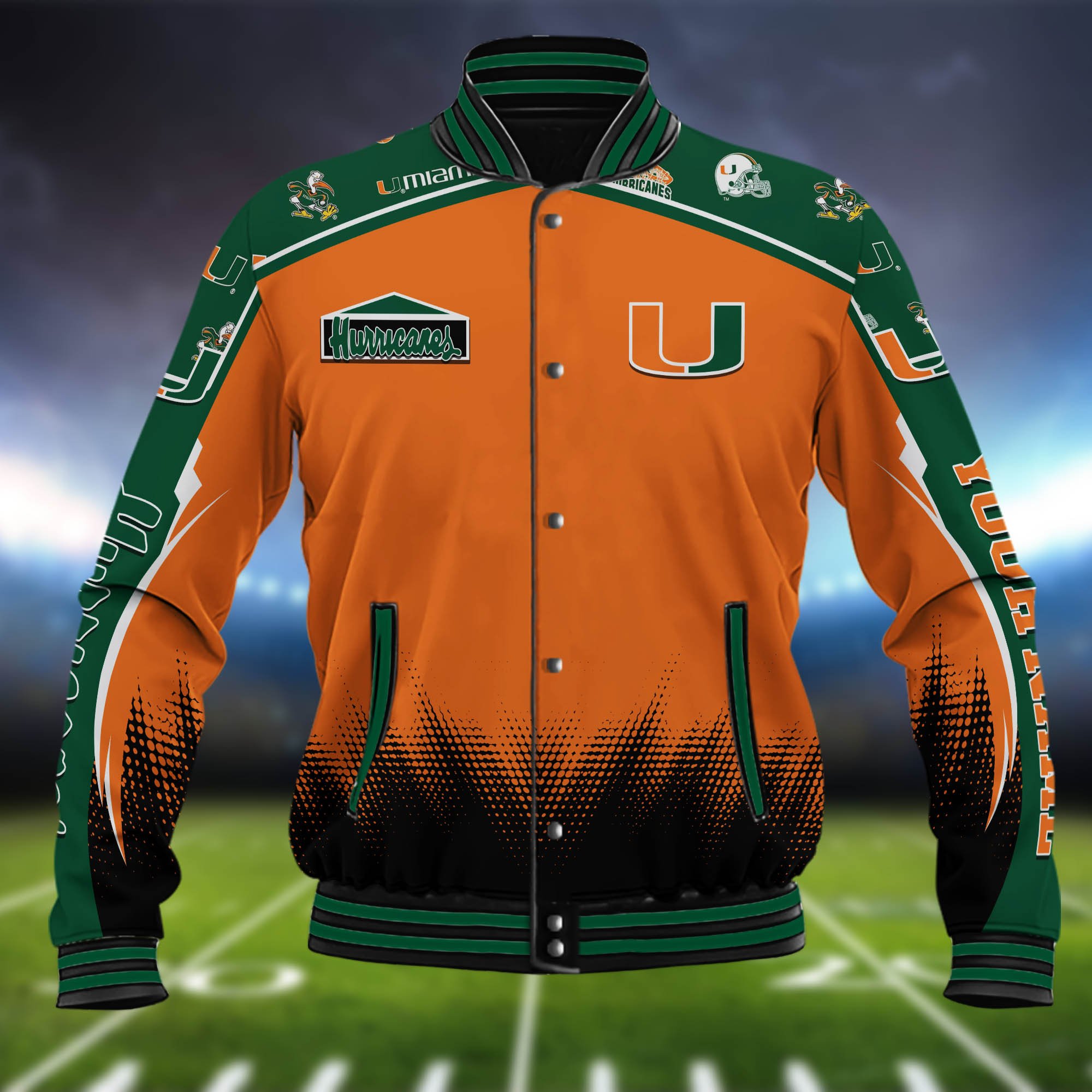 Alternative view of Miami Hurricanes Baseball Jacket Custom Name, Sport Team Jacket, Sport Gifts ETHY-0115485A