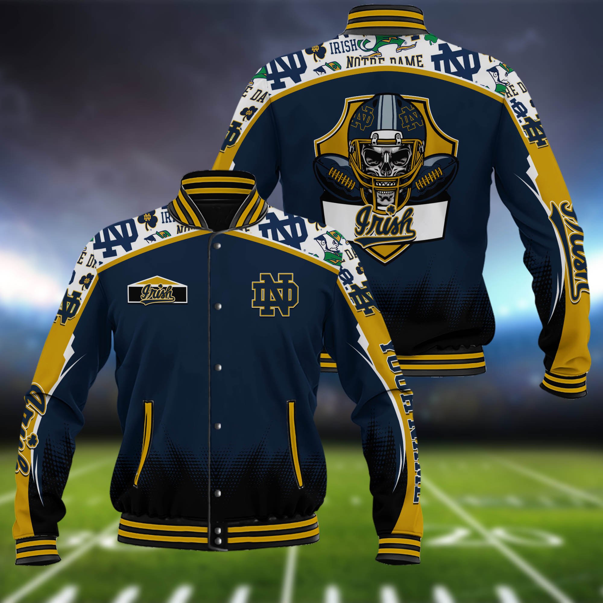 Notre Dame Fighting Irish Baseball Jacket Custom Name, Sport Team Jacket, Sport Gifts ETHY-0115485A