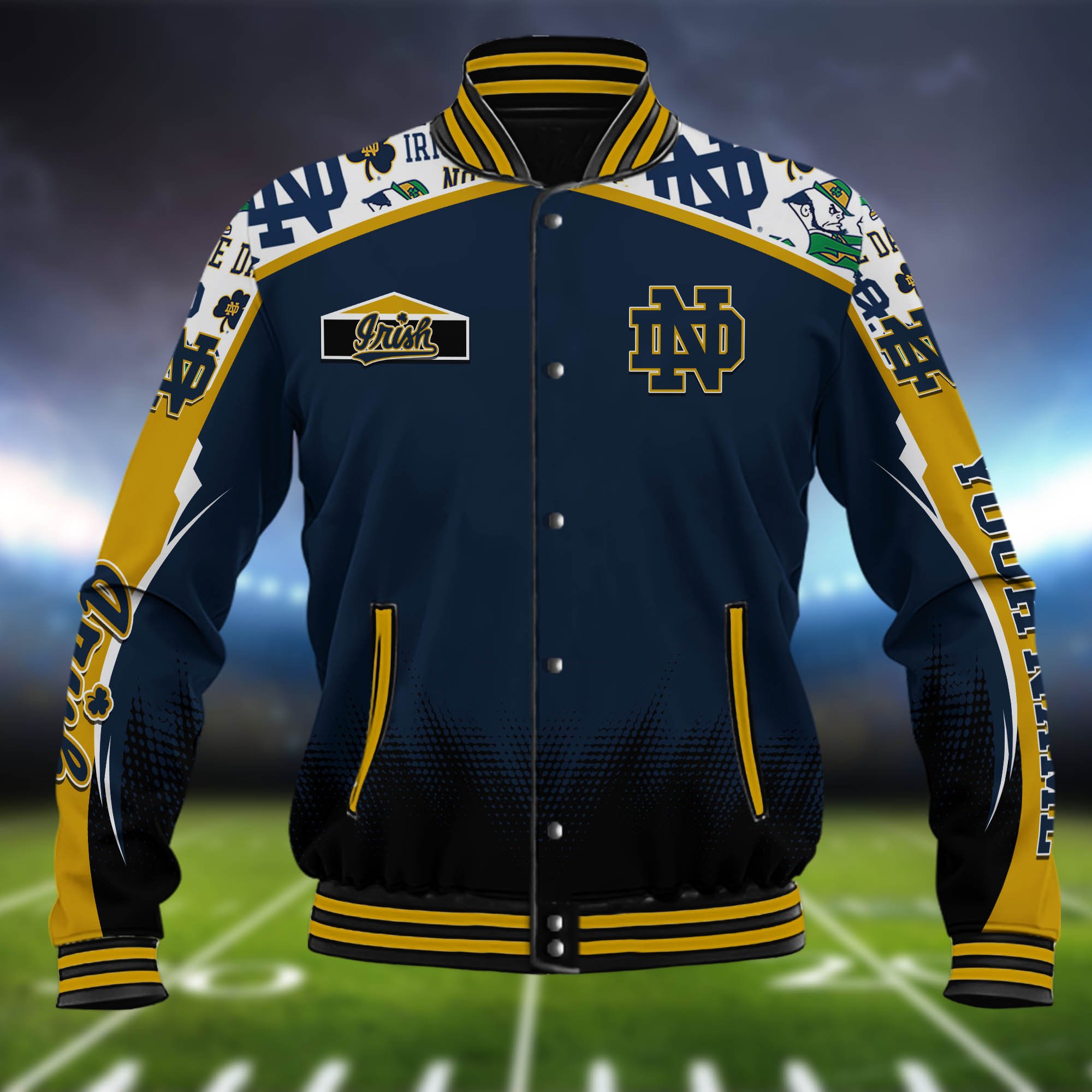 Alternative view of Notre Dame Fighting Irish Baseball Jacket Custom Name, Sport Team Jacket, Sport Gifts ETHY-0115485A