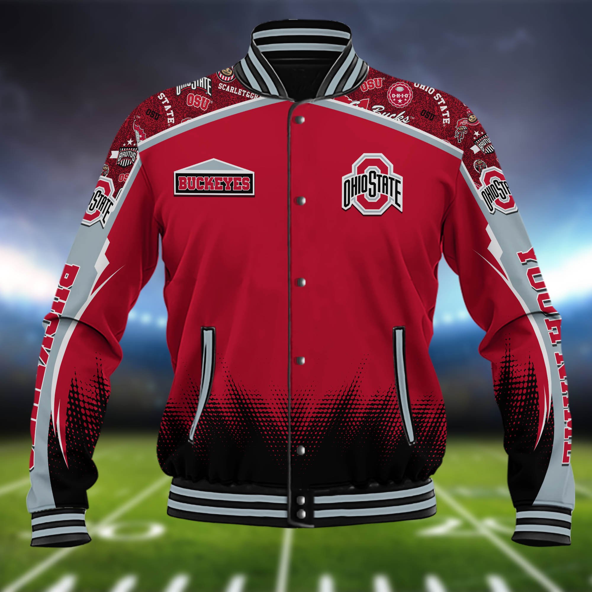 Alternative view of Ohio State Buckeyes Baseball Jacket Custom Name, Sport Team Jacket, Sport Gifts ETHY-0115485A