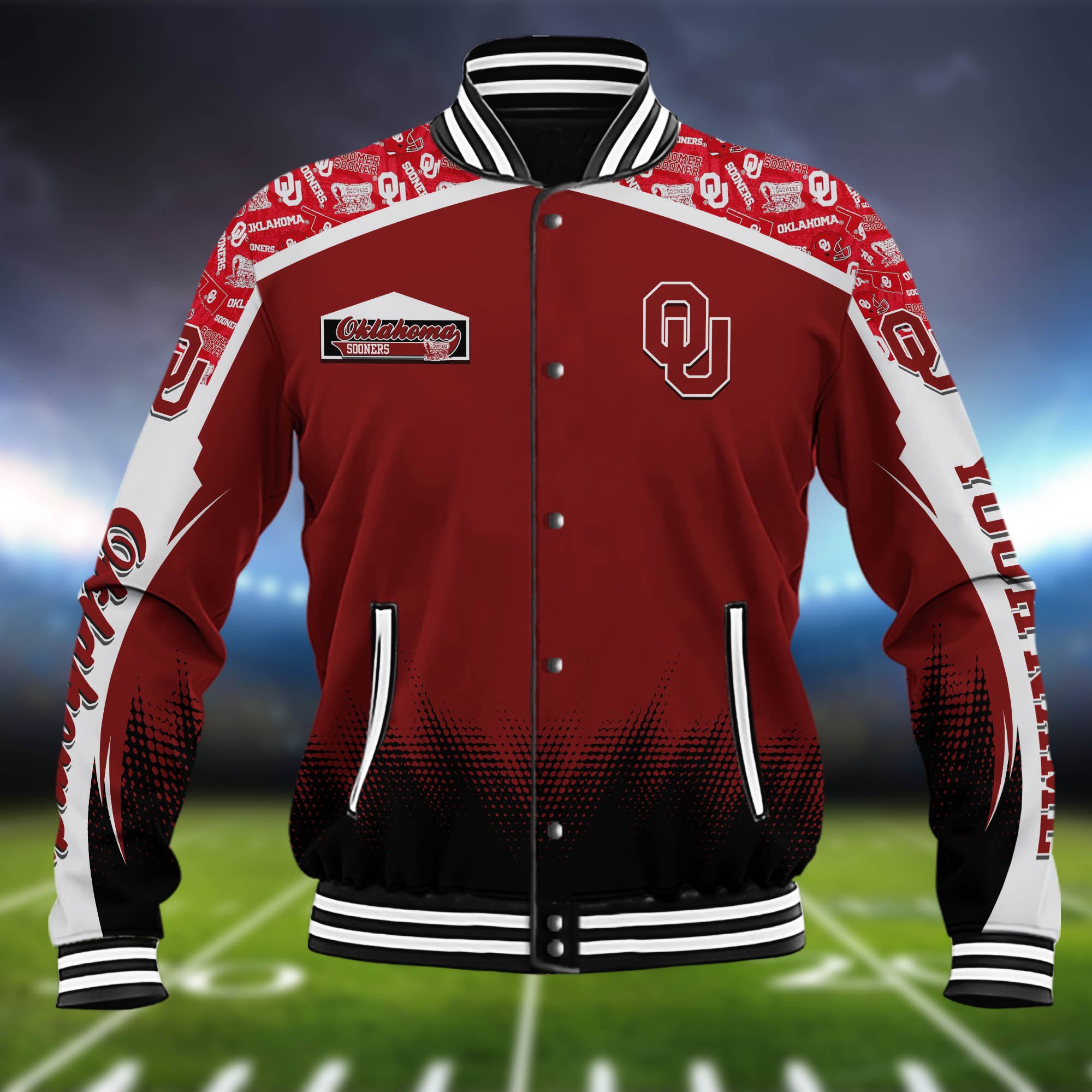 Alternative view of Oklahoma Sooners Baseball Jacket Custom Name, Sport Team Jacket, Sport Gifts ETHY-0115485A