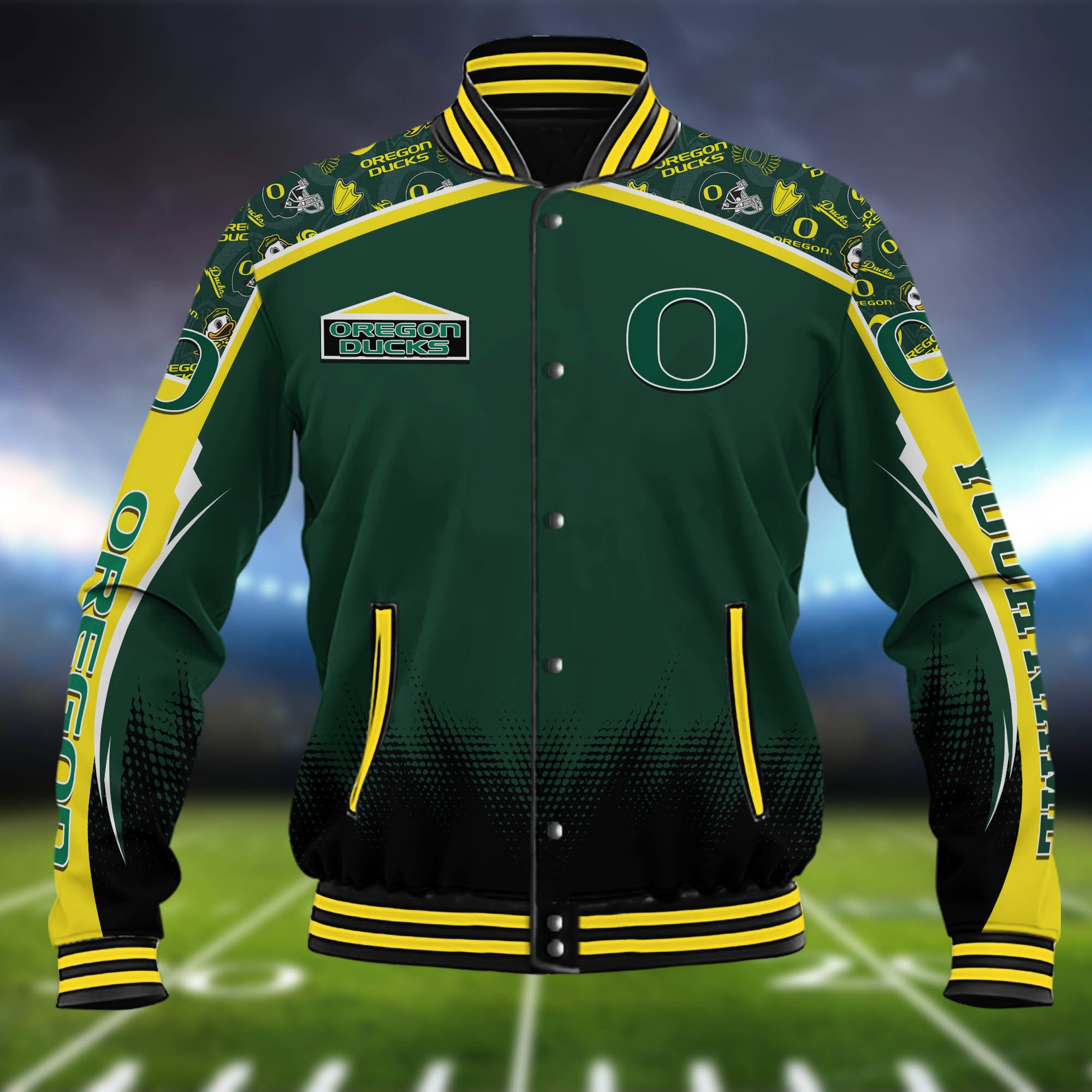 Alternative view of Oregon Ducks Baseball Jacket Custom Name, Sport Team Jacket, Sport Gifts ETHY-0115485A