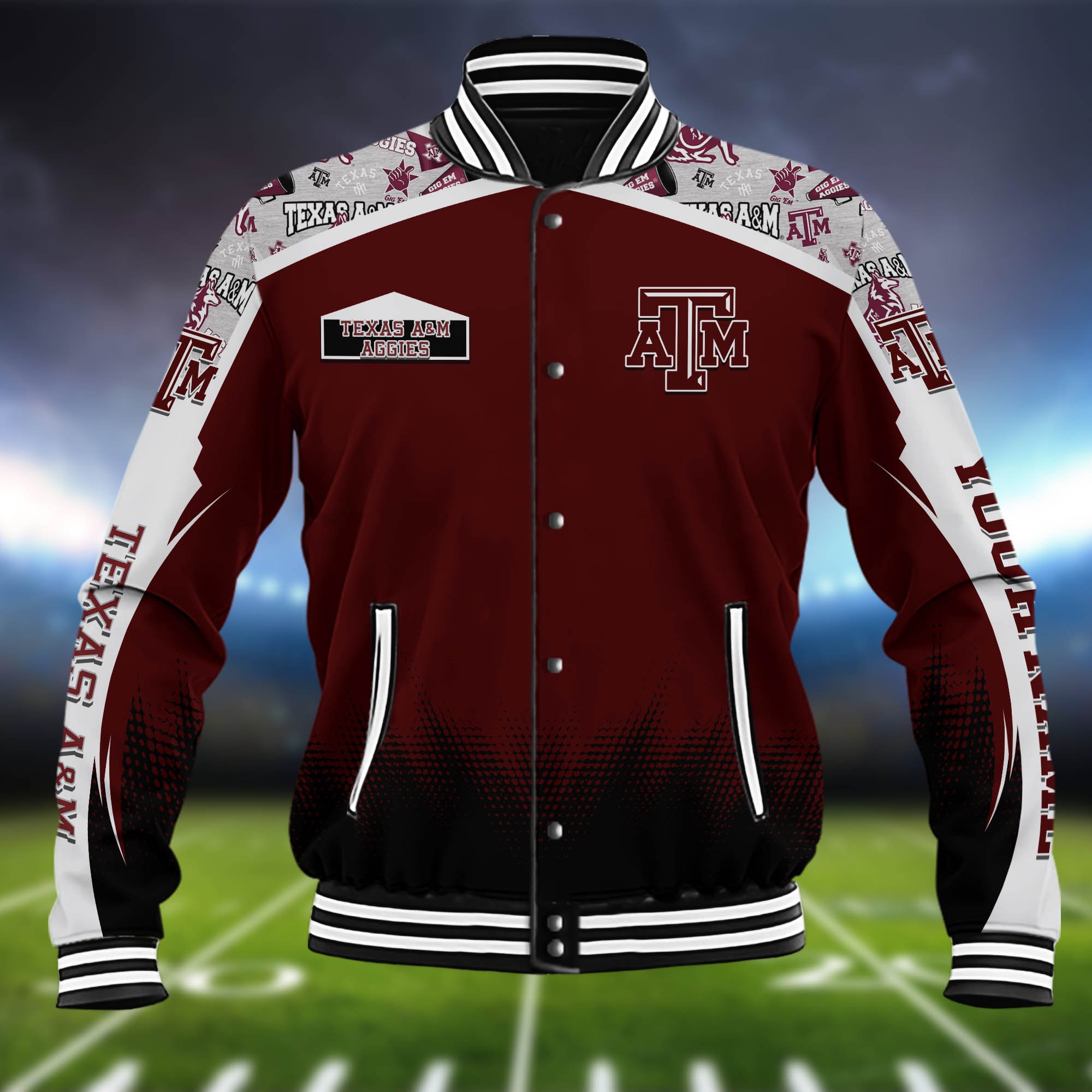 Alternative view of Texas A&M Aggies Baseball Jacket Custom Name, Sport Team Jacket, Sport Gifts ETHY-0115485A