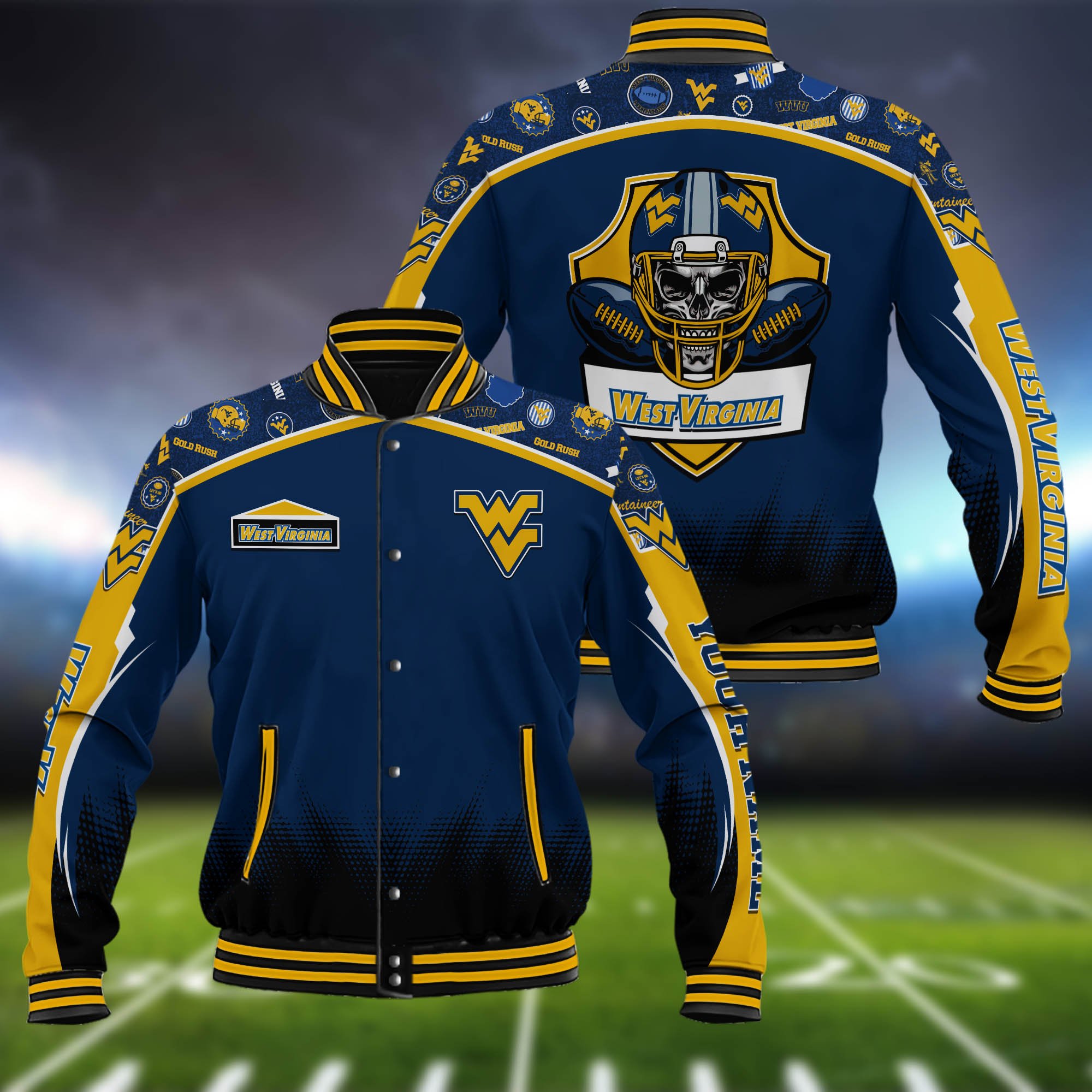 West Virginia Mountaineers Baseball Jacket Custom Name, Sport Team Jacket, Sport Gifts ETHY-0115485A