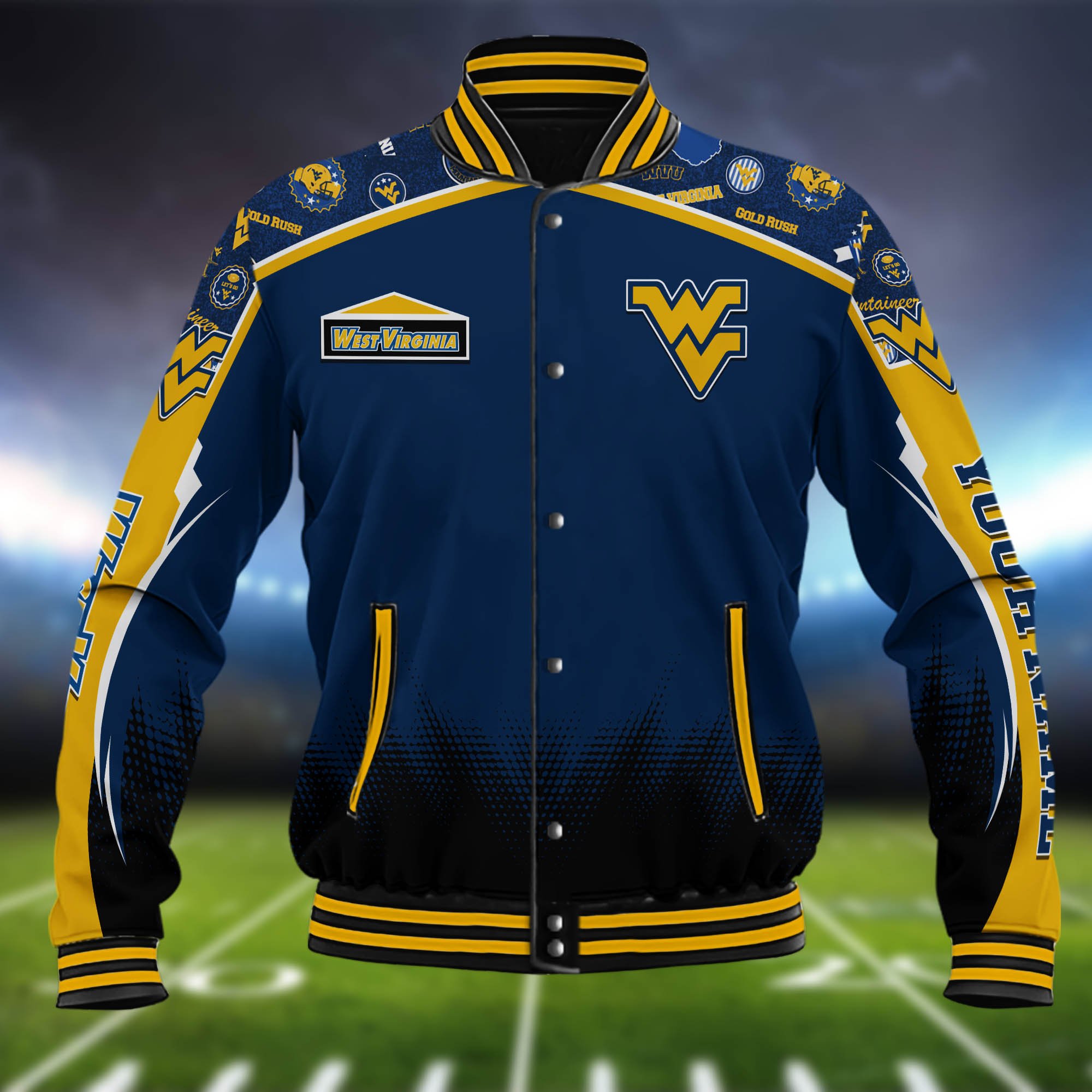Alternative view of West Virginia Mountaineers Baseball Jacket Custom Name, Sport Team Jacket, Sport Gifts ETHY-0115485A
