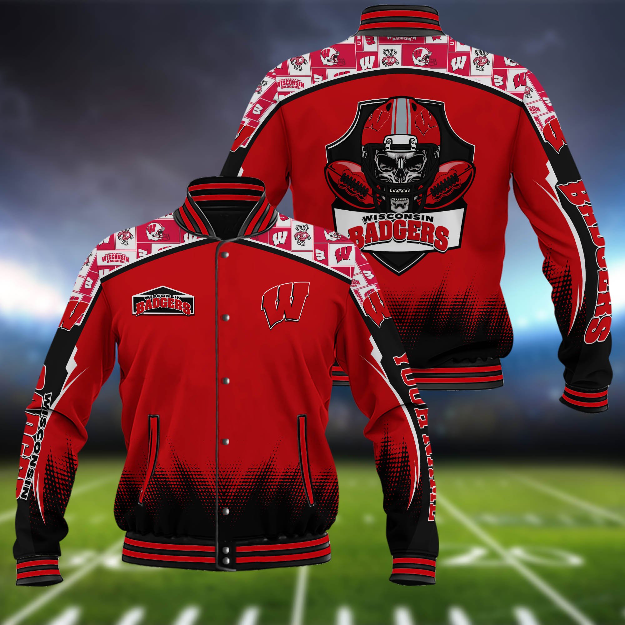 Wisconsin Badgers Baseball Jacket Custom Name, Sport Team Jacket, Sport Gifts ETHY-0115485A