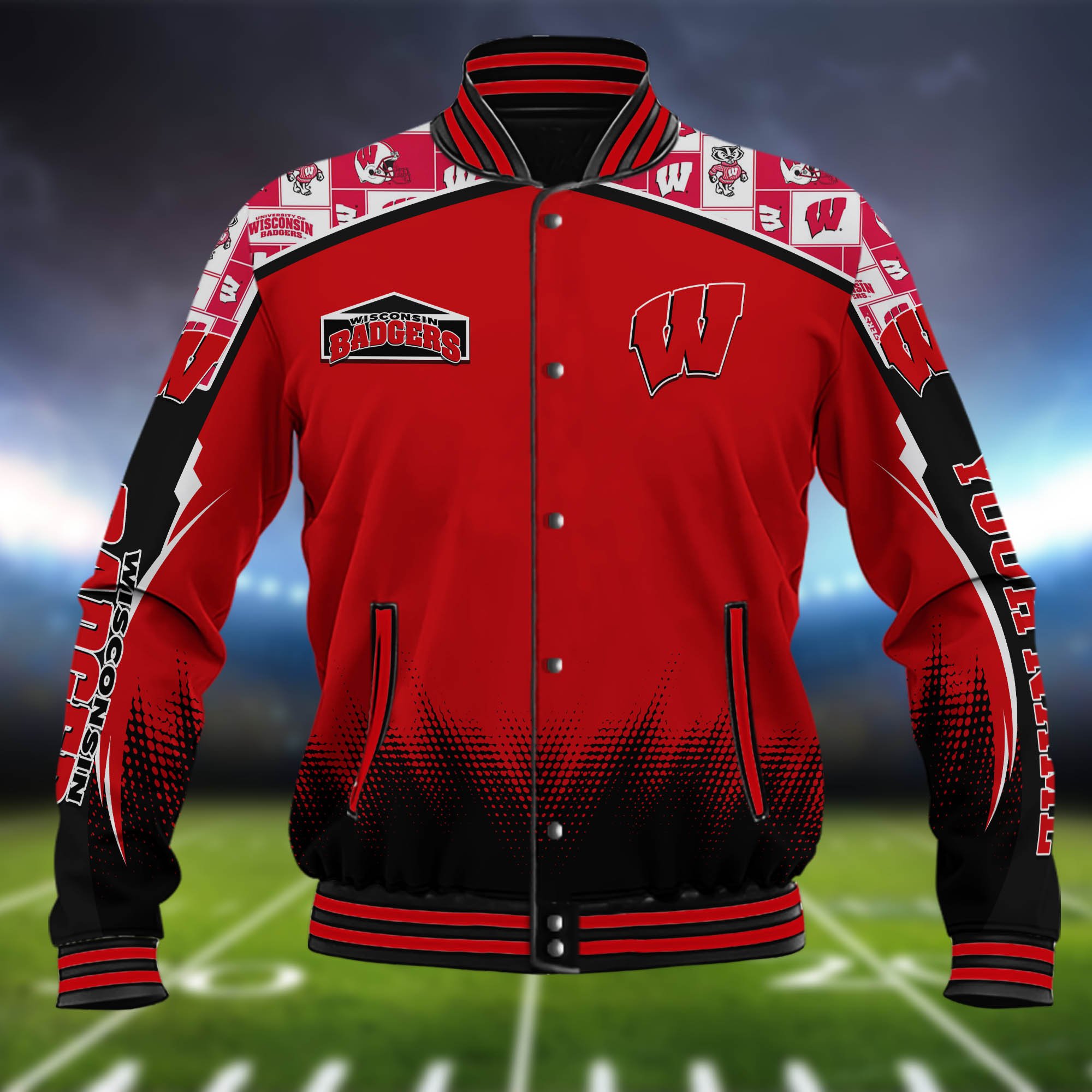 Alternative view of Wisconsin Badgers Baseball Jacket Custom Name, Sport Team Jacket, Sport Gifts ETHY-0115485A