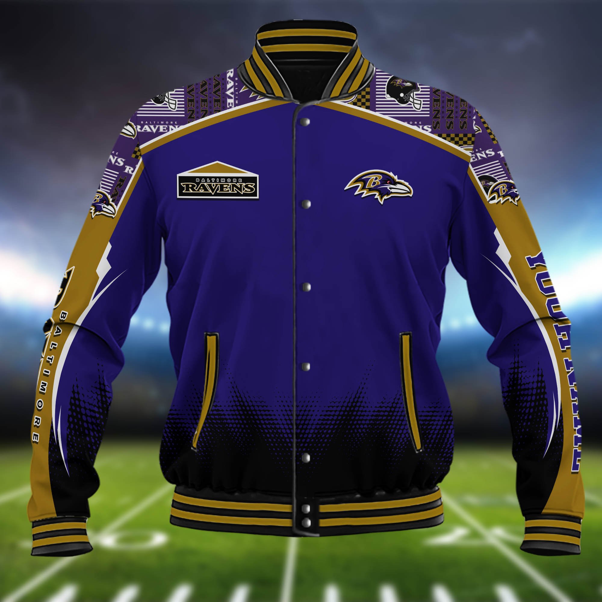 Alternative view of Baltimore Ravens Baseball Jacket Custom Name, Sport Team Jacket, Sport Gifts ETHY-0115485