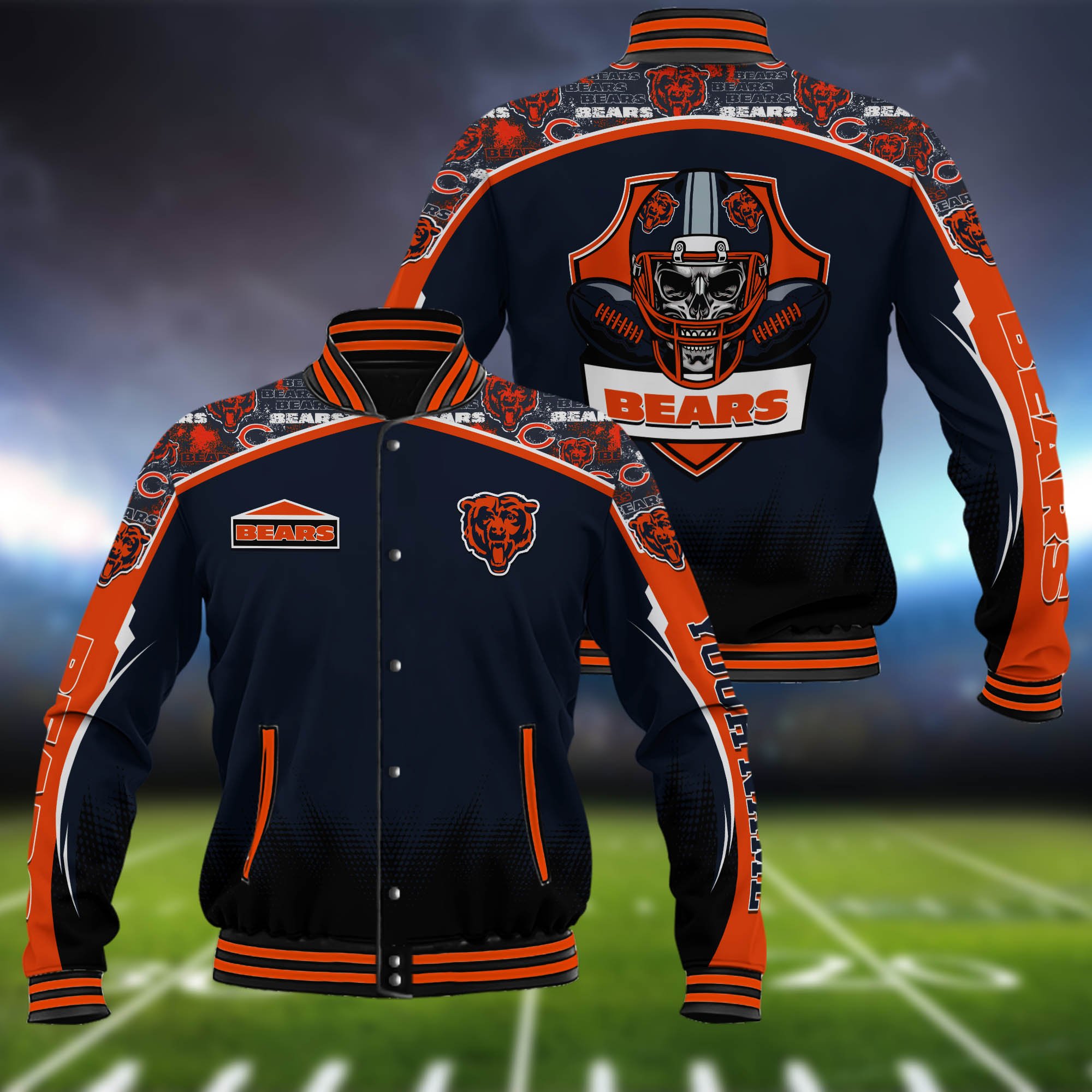 Chicago Bears Baseball Jacket Custom Name, Sport Team Jacket, Sport Gifts ETHY-0115485