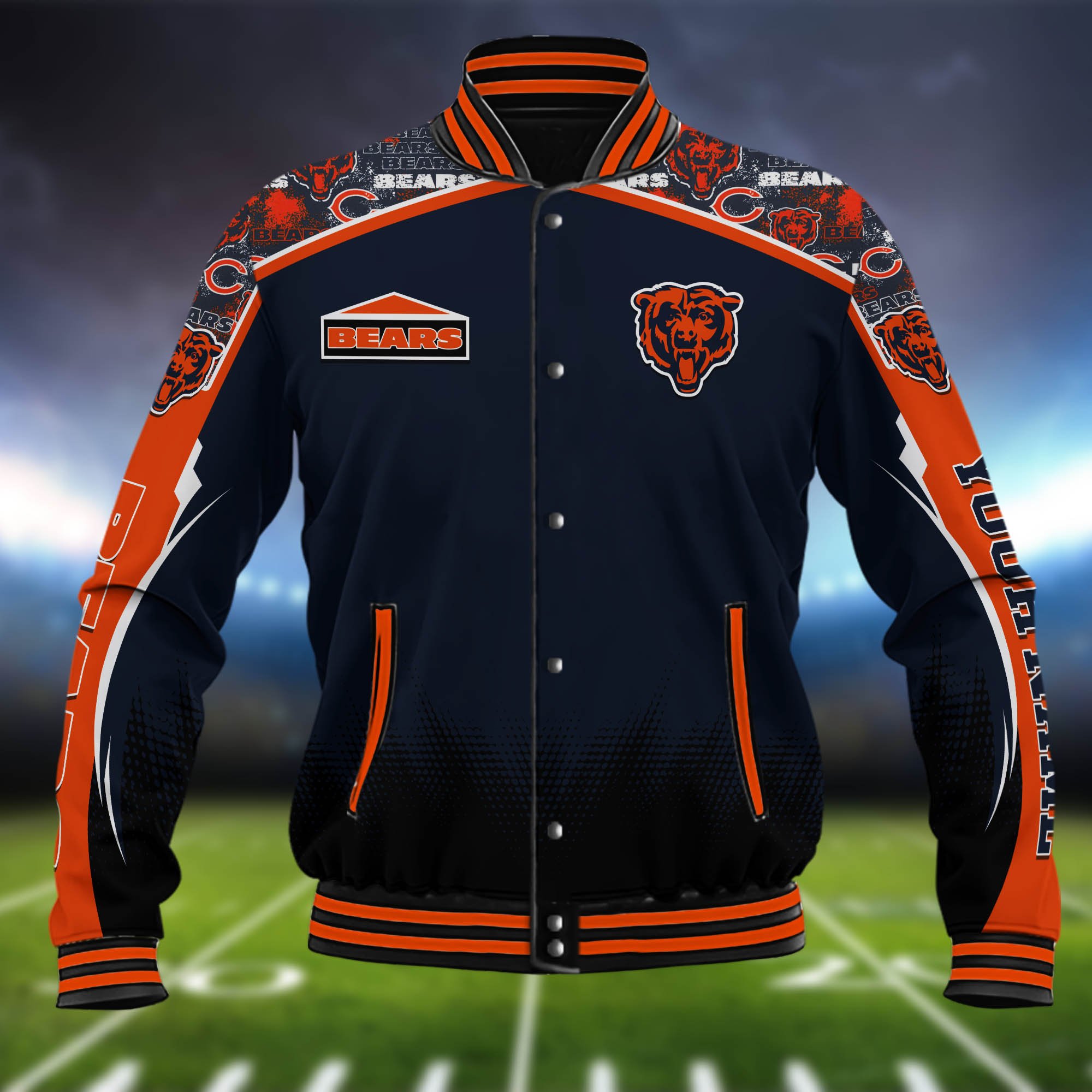 Alternative view of Chicago Bears Baseball Jacket Custom Name, Sport Team Jacket, Sport Gifts ETHY-0115485