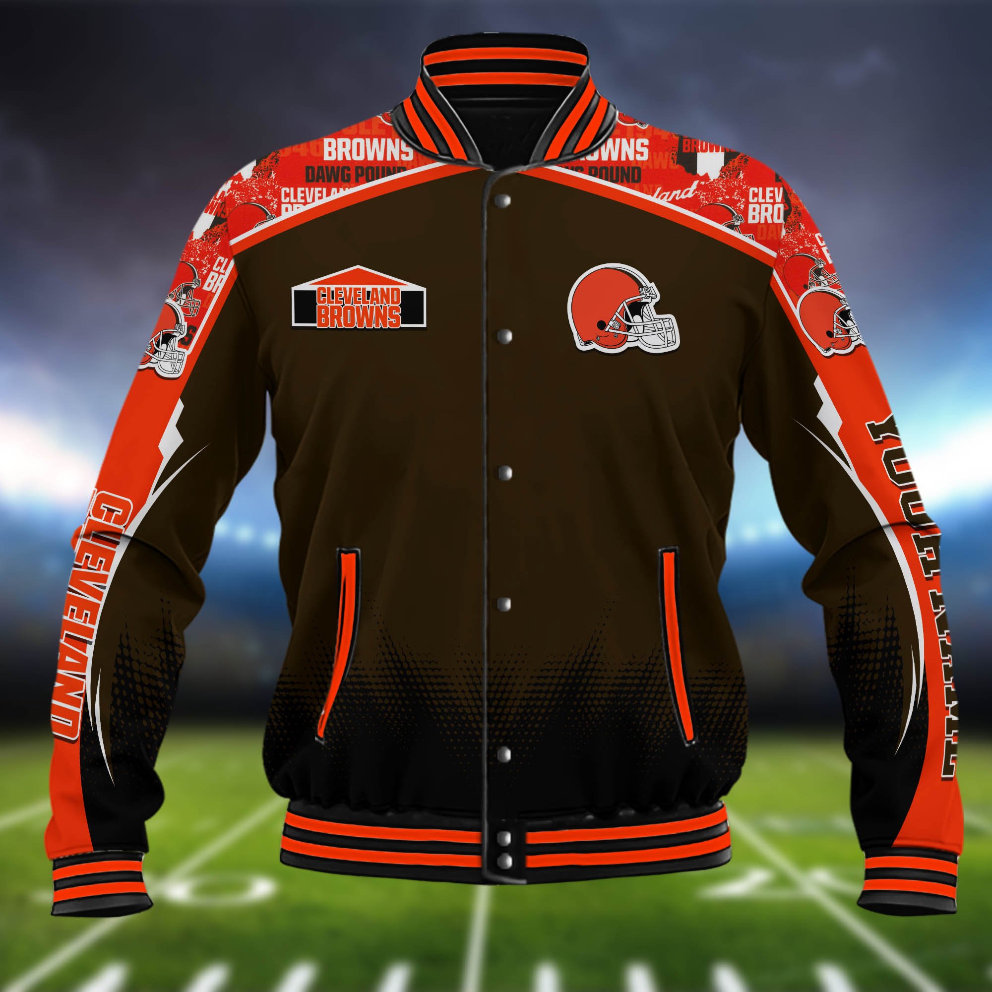 Alternative view of Cleveland Browns Baseball Jacket Custom Name, Sport Team Jacket, Sport Gifts ETHY-0115485