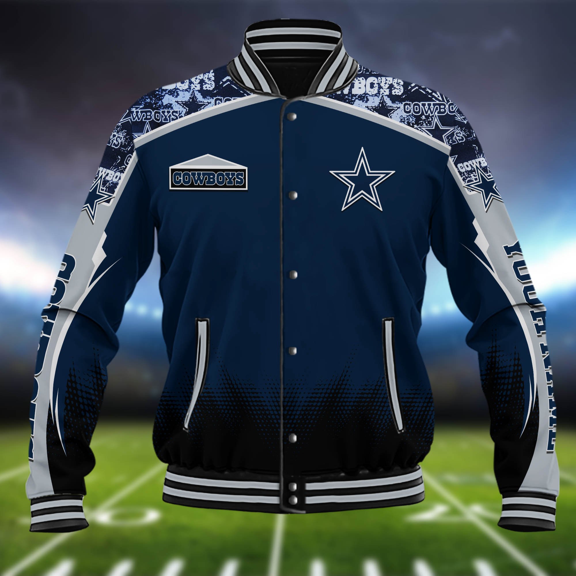 Alternative view of Dallas Cowboys Baseball Jacket Custom Name, Sport Team Jacket, Sport Gifts ETHY-0115485