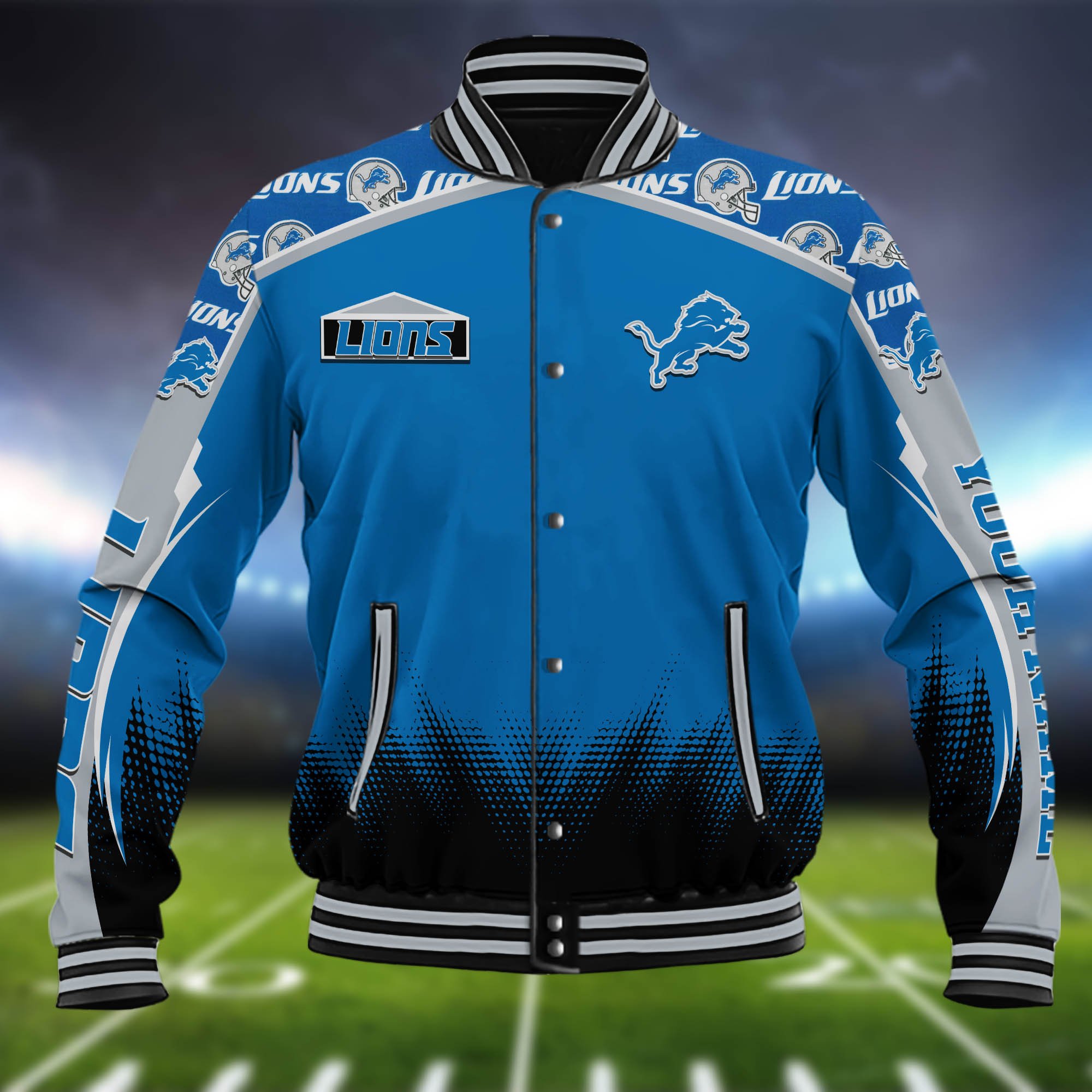 Alternative view of Detroit Lions Baseball Jacket Custom Name, Sport Team Jacket, Sport Gifts ETHY-0115485