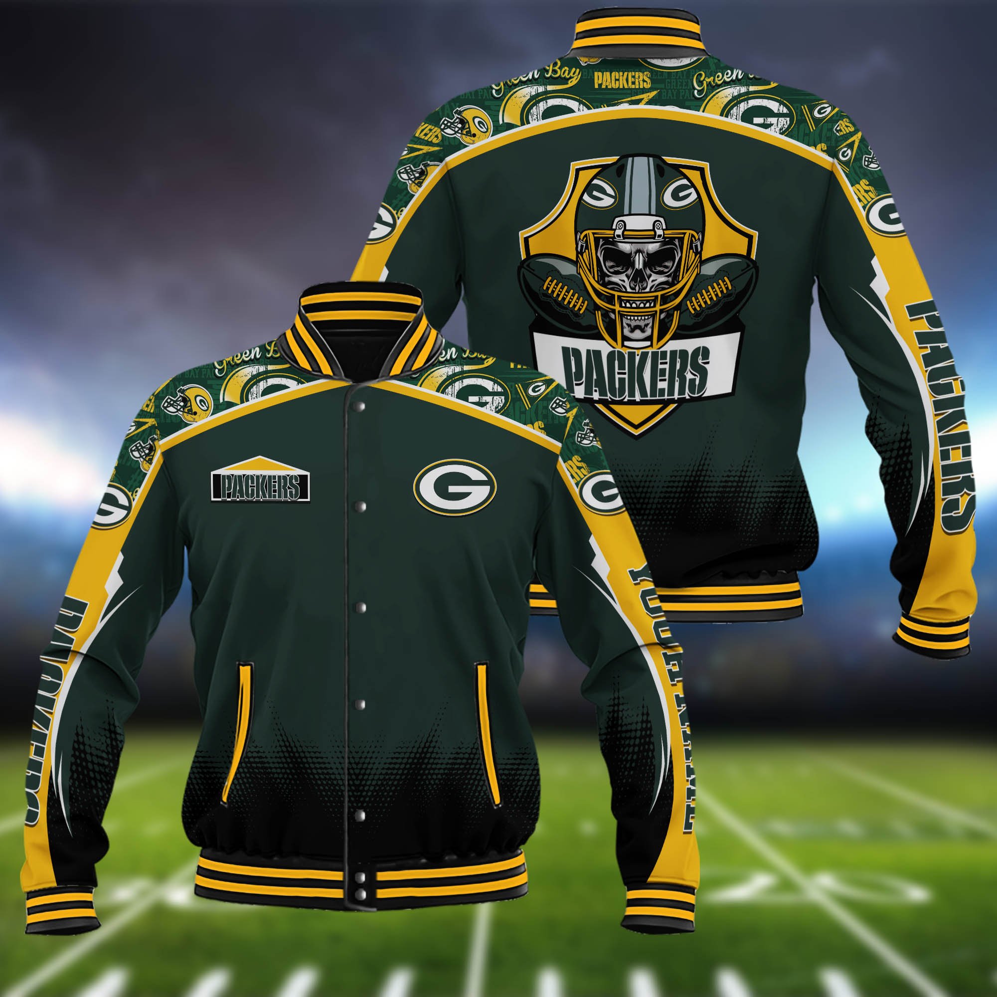 Green Bay Packers Baseball Jacket Custom Name, Sport Team Jacket, Sport Gifts ETHY-0115485