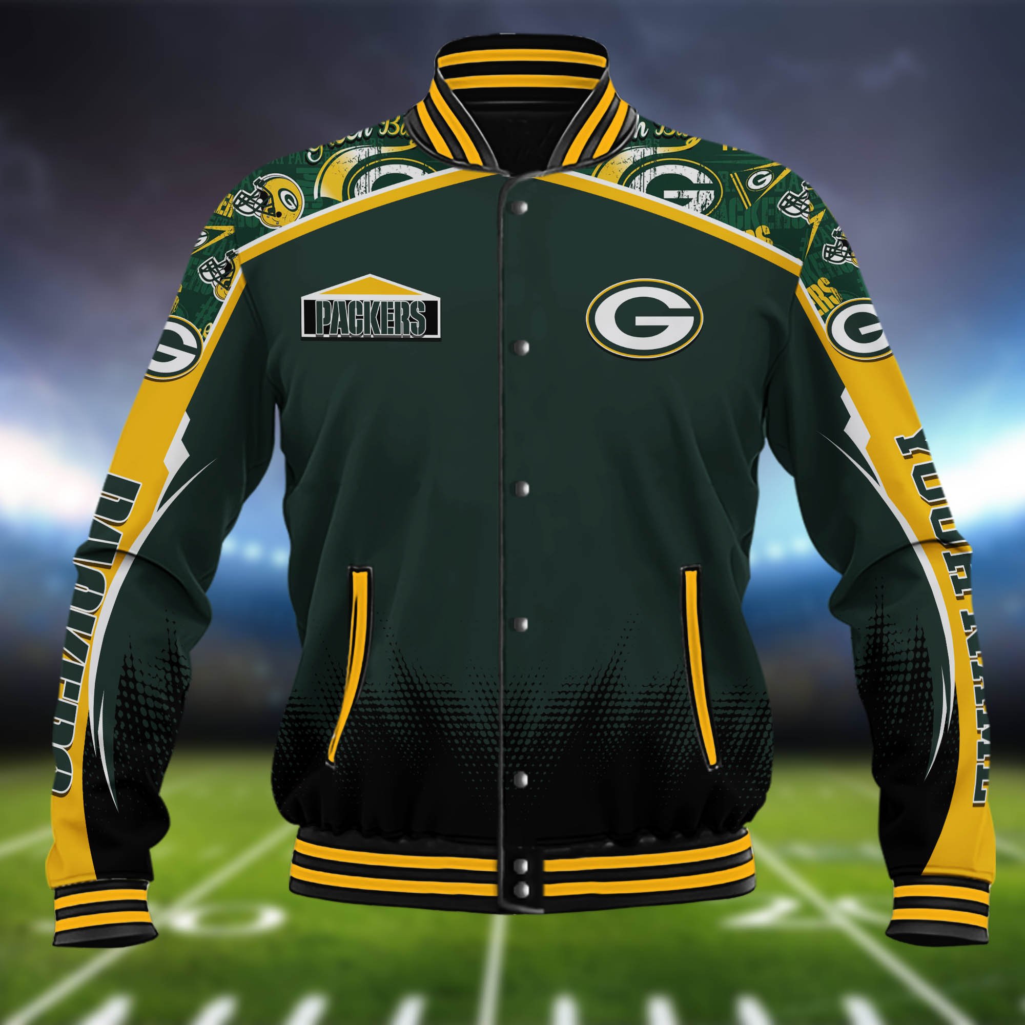 Alternative view of Green Bay Packers Baseball Jacket Custom Name, Sport Team Jacket, Sport Gifts ETHY-0115485