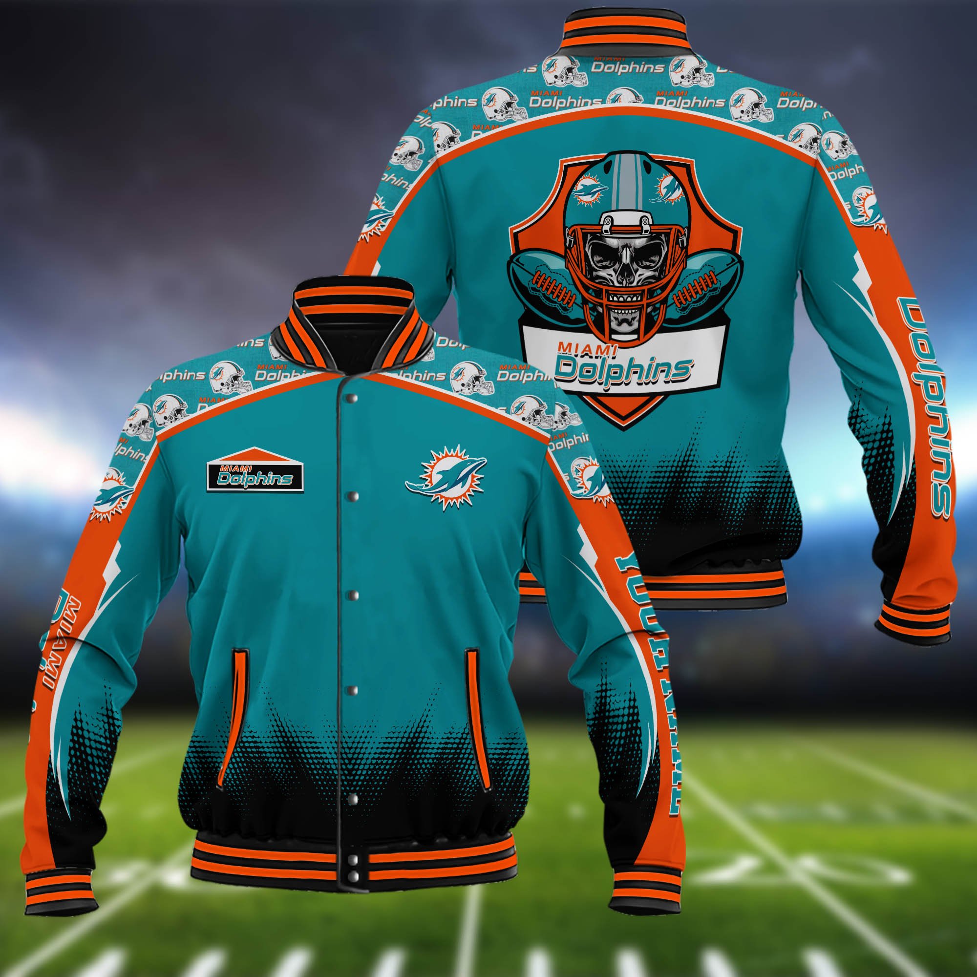 Miami Dolphins Baseball Jacket Custom Name, Sport Team Jacket, Sport Gifts ETHY-0115485