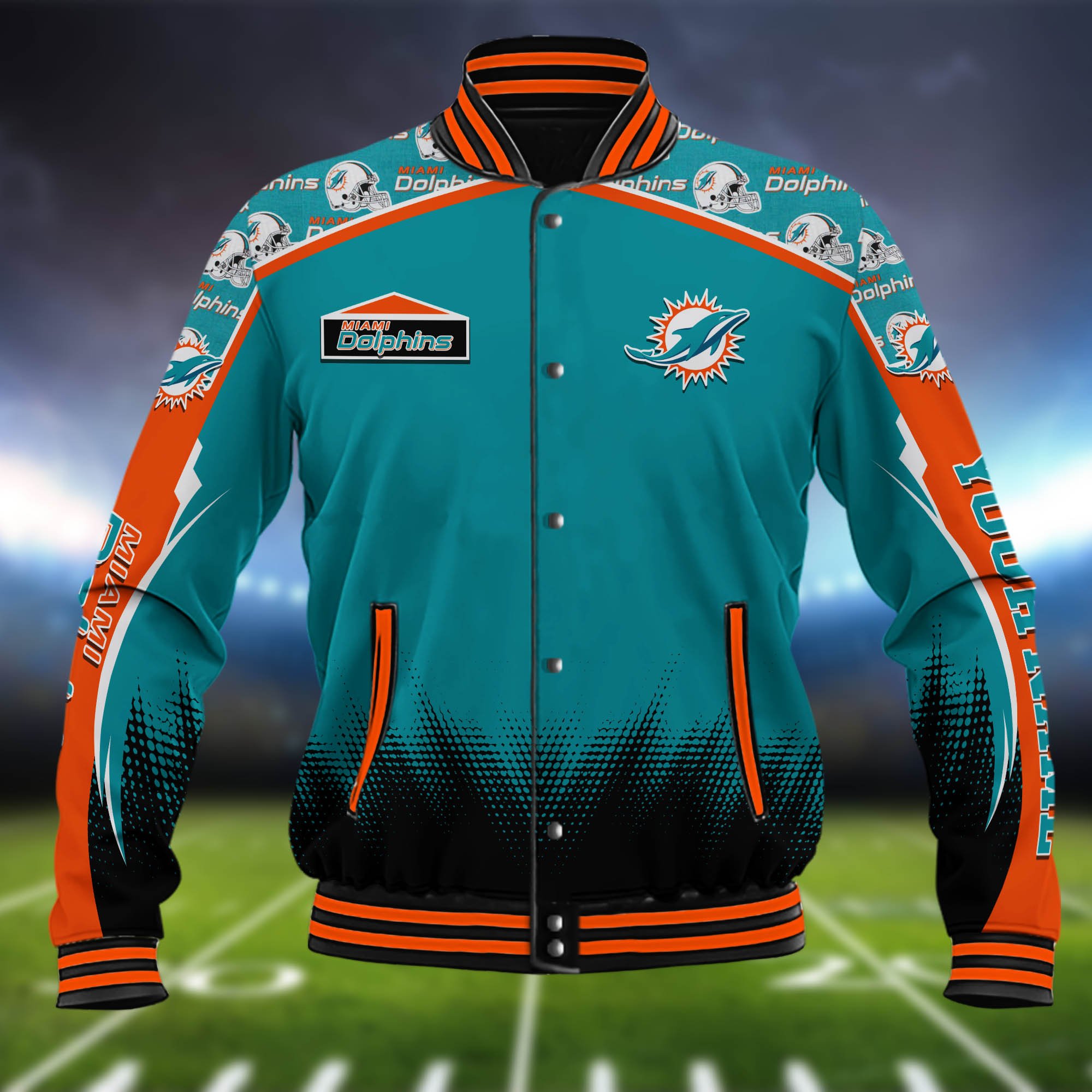Alternative view of Miami Dolphins Baseball Jacket Custom Name, Sport Team Jacket, Sport Gifts ETHY-0115485