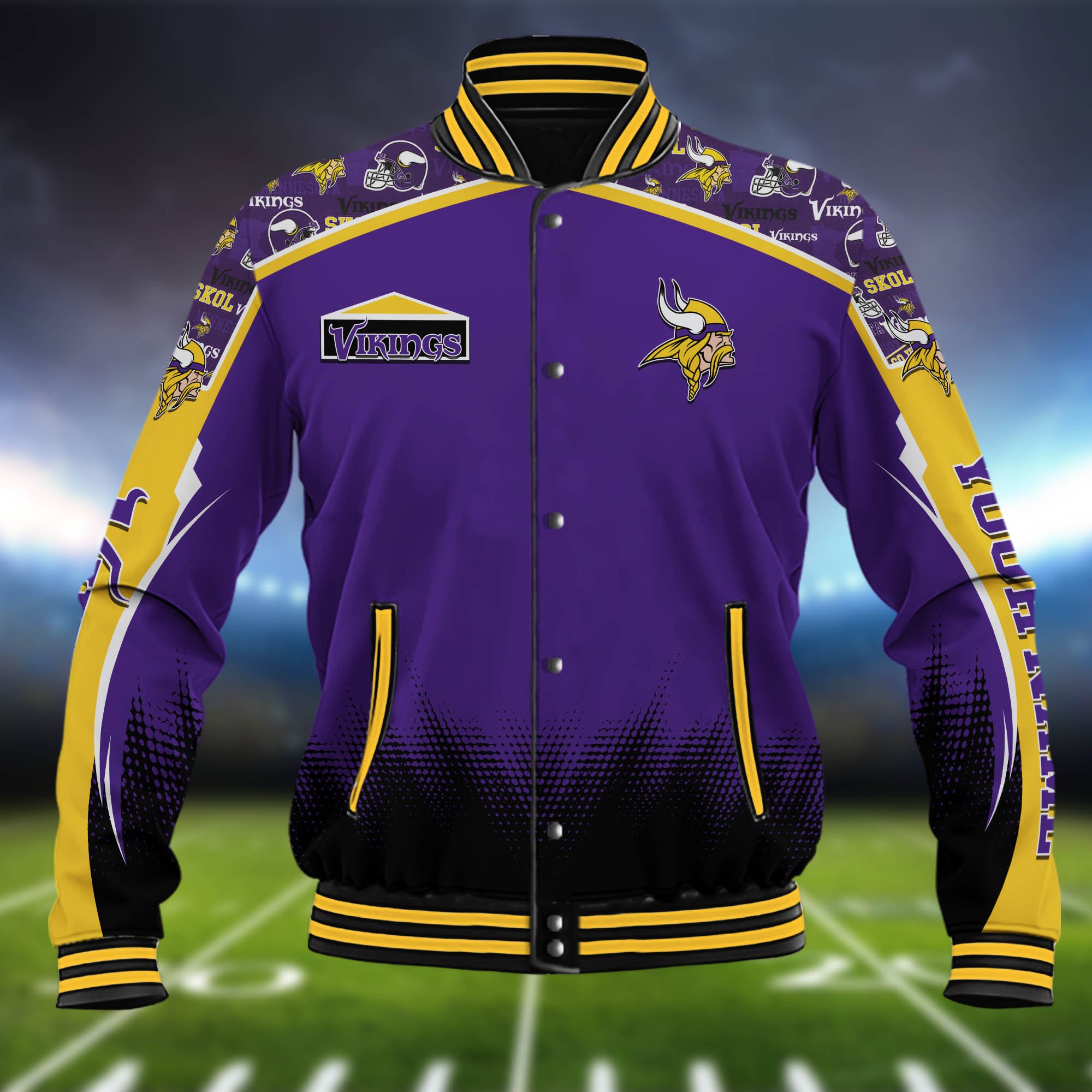 Alternative view of Minnesota Vikings Baseball Jacket Custom Name, Sport Team Jacket, Sport Gifts ETHY-0115485