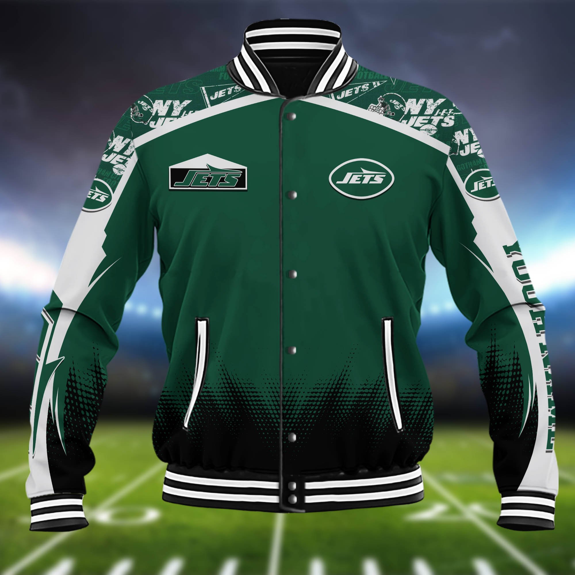 Alternative view of New York Jets Baseball Jacket Custom Name, Sport Team Jacket, Sport Gifts ETHY-0115485
